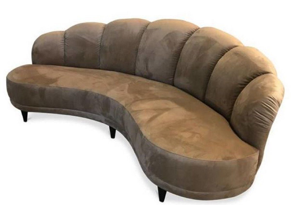 Möbel - Schwarz 124 cm x Samt Luxus Sofa Padrino Sofa / Gebogenes Haselnussbraun 85 H. 231 Wohnzimmer Sofa - Casa x