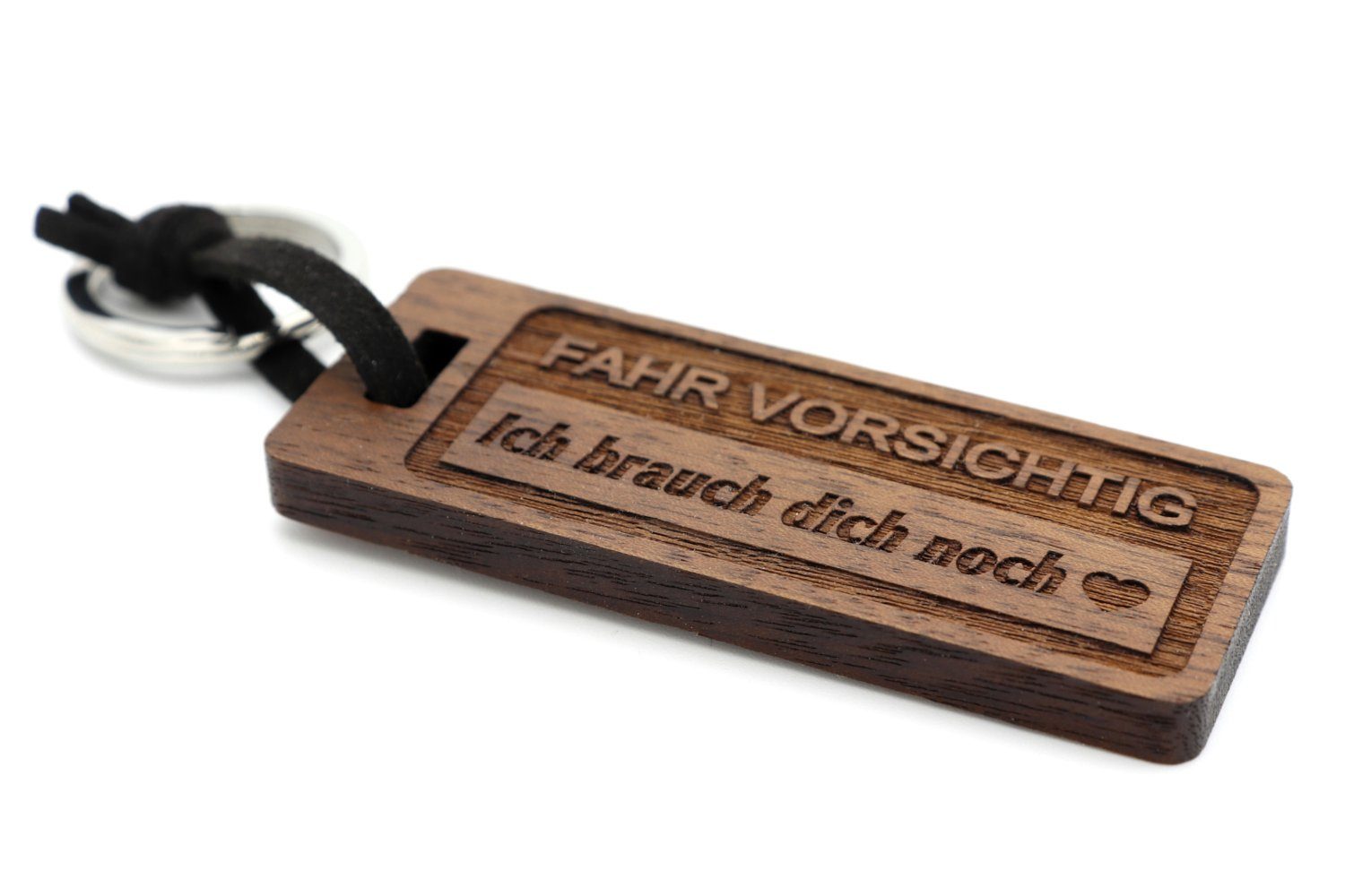 Fahr Geschenkidee Holz, Schlüsselbund Nussbaum Schlüsselanhänger (aus Vorsichtig Gravur mit NaturSchatulle Edelstahl Schlüsselring),