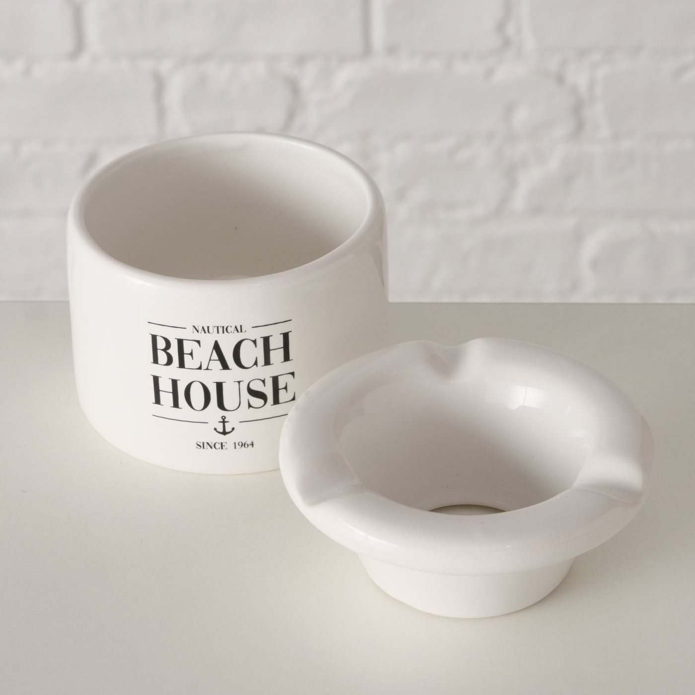 BOLTZE Aschenbecher Sturmaschenbecher NAUTICAL weiß 7,5 cm hoch