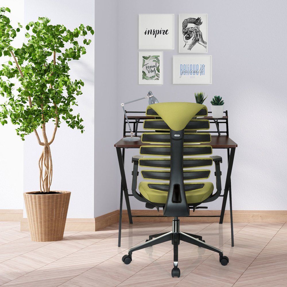 II LINE Drehstuhl OFFICE hjh ERGO Armlehnen (1 Bürostuhl mit Stoff Grün St), Schreibtischstuhl Profi ergonomisch