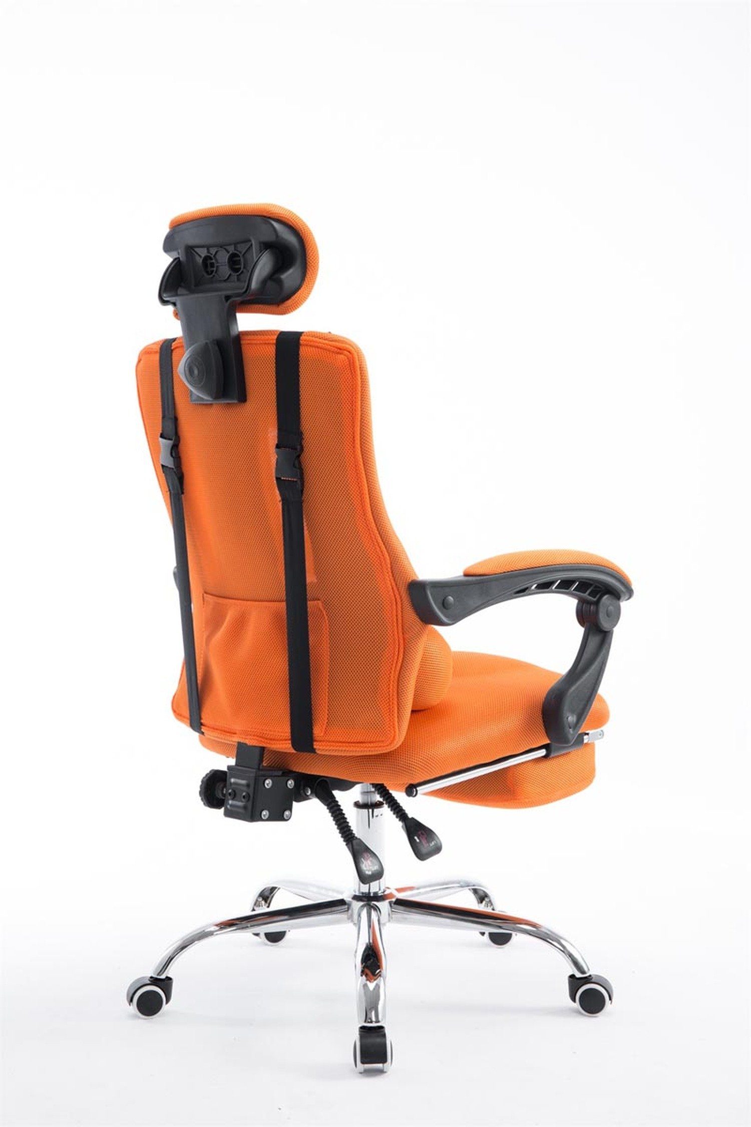 Stoff Fellini (Schreibtischstuhl, und Rückenlehne chrom - in Konferenzstuhl), 360° TPFLiving drehbar bequemer orange Bürostuhl Gestell: Drehstuhl, - Sitzfläche: Chefsessel, mit Metall höhenverstellbar Netzoptik