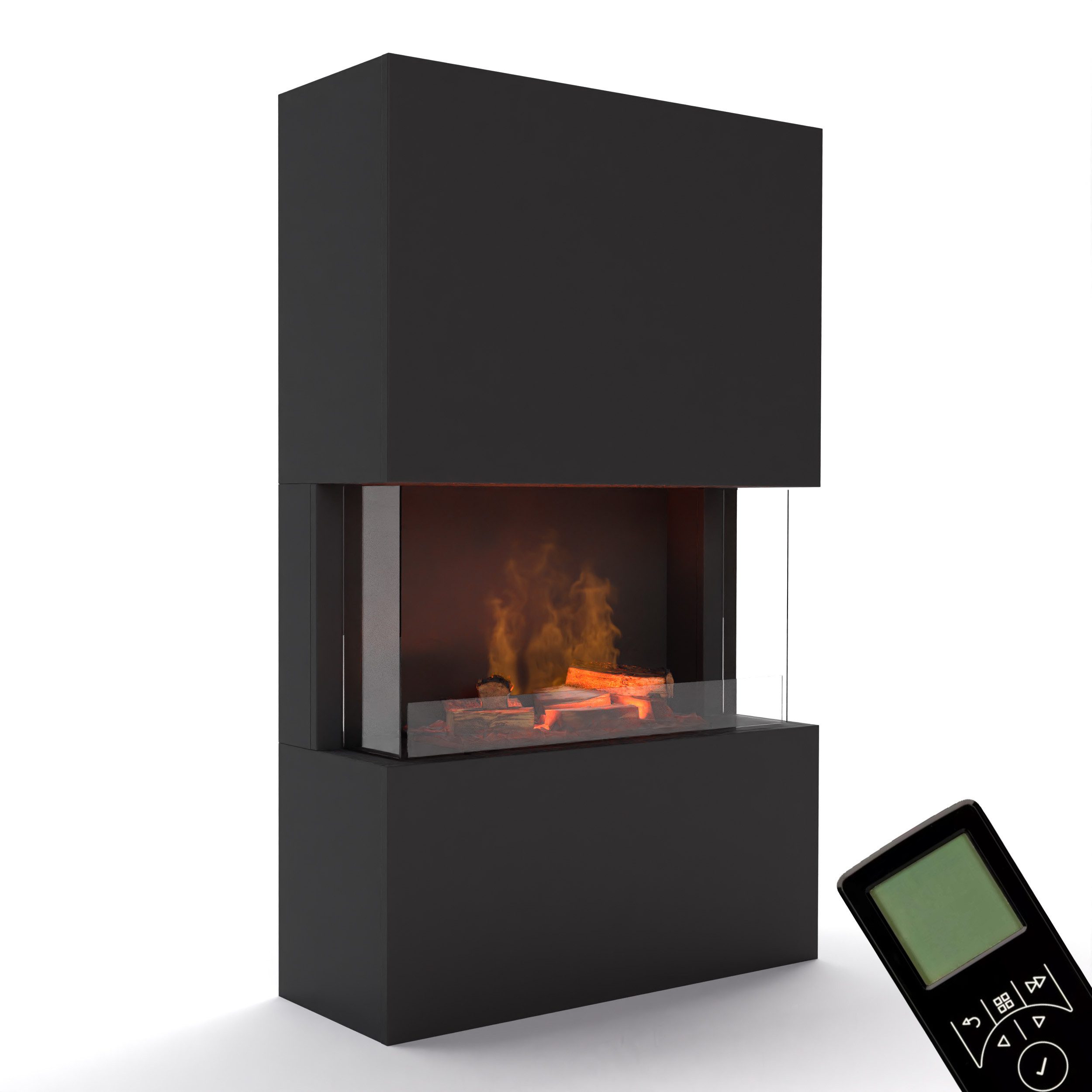 GLOW FIRE Elektrokamin Tucholsky 3 Sided Wasserdampf Kamin, Elektrischer Kamin, Wasserdampfkamin mit 3D Feuer und Knisterfunktion