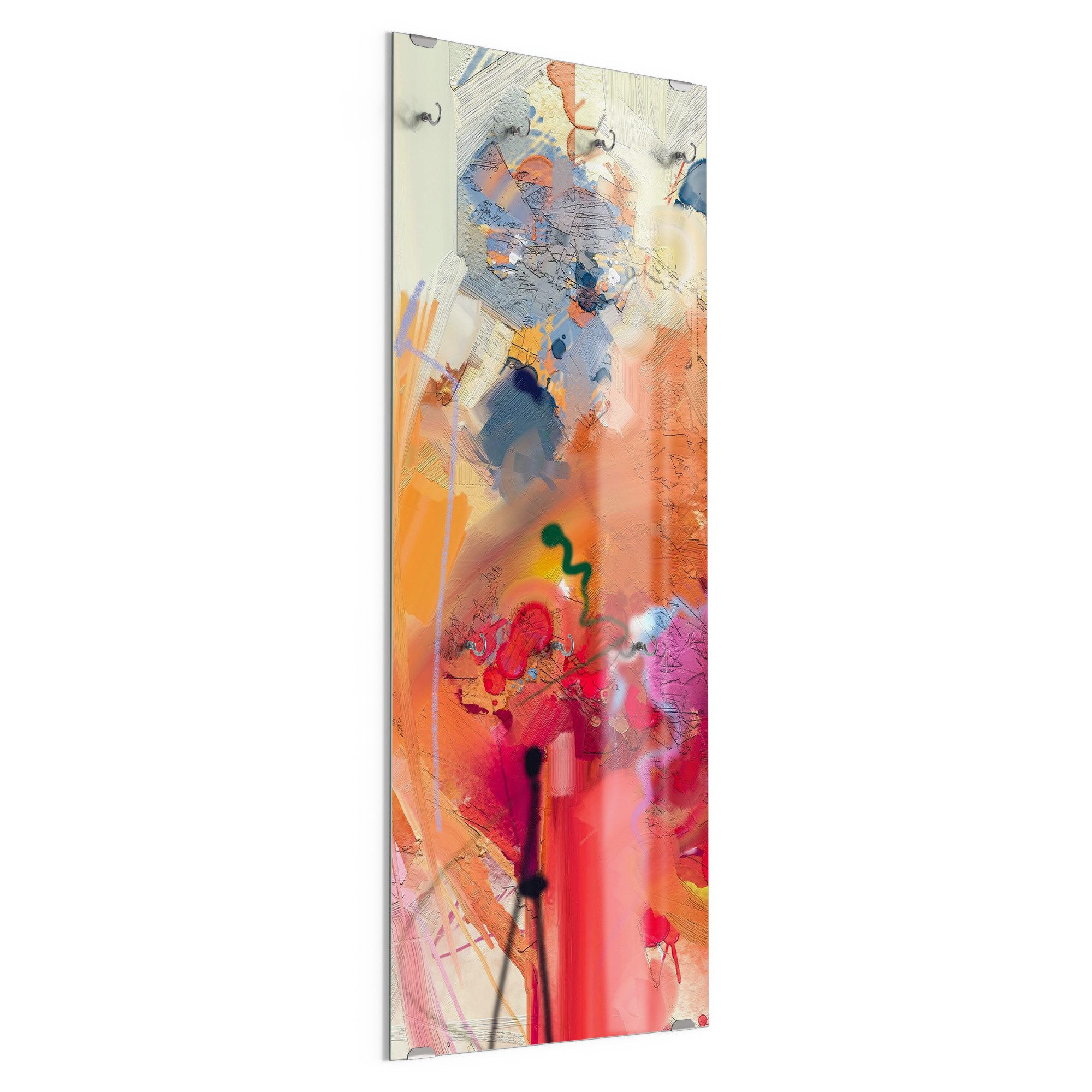 DEQORI Kleiderhaken 'Farbenreiches Ölgemälde', Glas Garderobe hängend Flur Jackenhalter modern Wandgarderobe Haken
