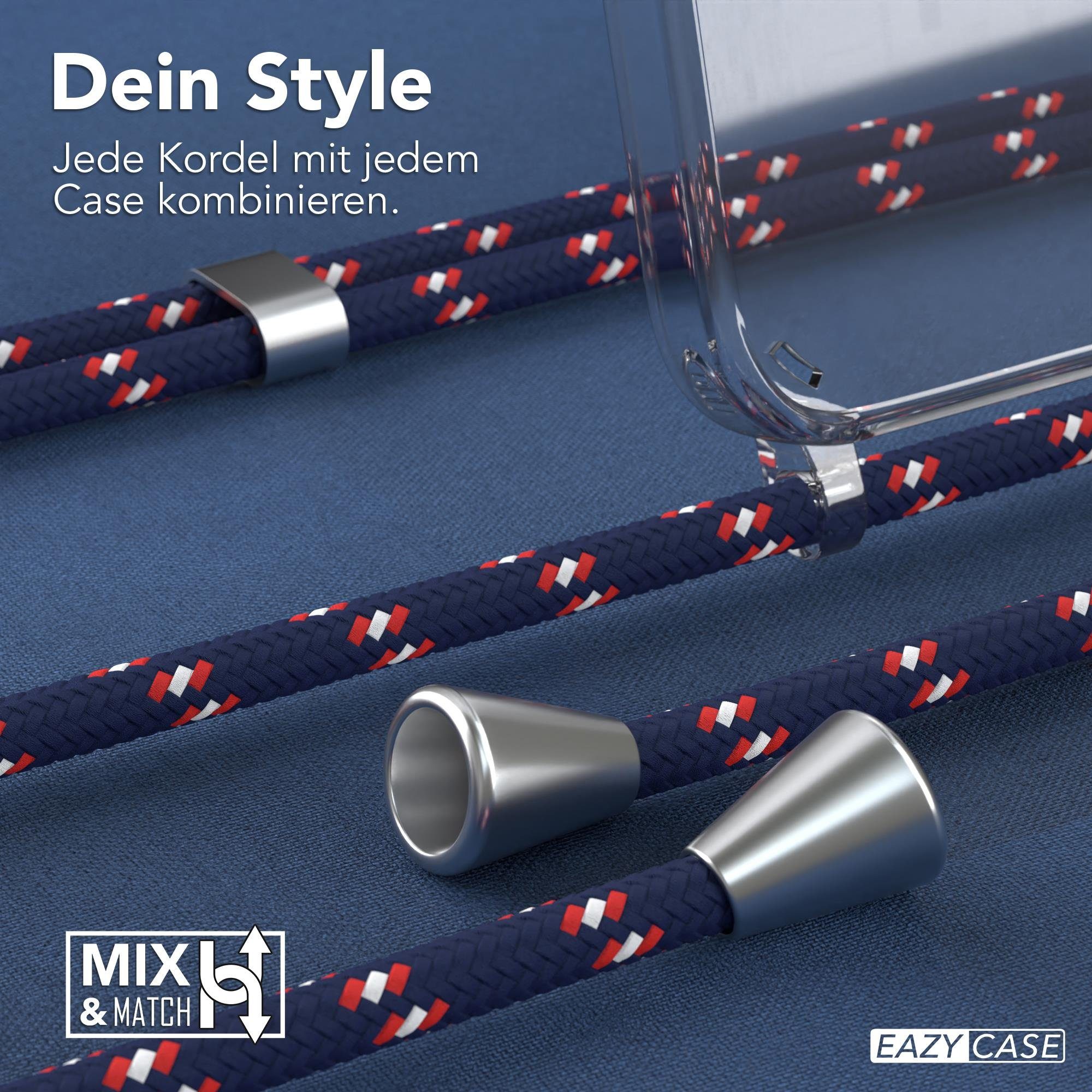 EAZY CASE Handykette mit-/ohne Magsafe Hülle für iPhone 15 Plus 6,7 Zoll, Slimcover Handykette Hülle Cross Bag für Smartphone Blau Camouflage