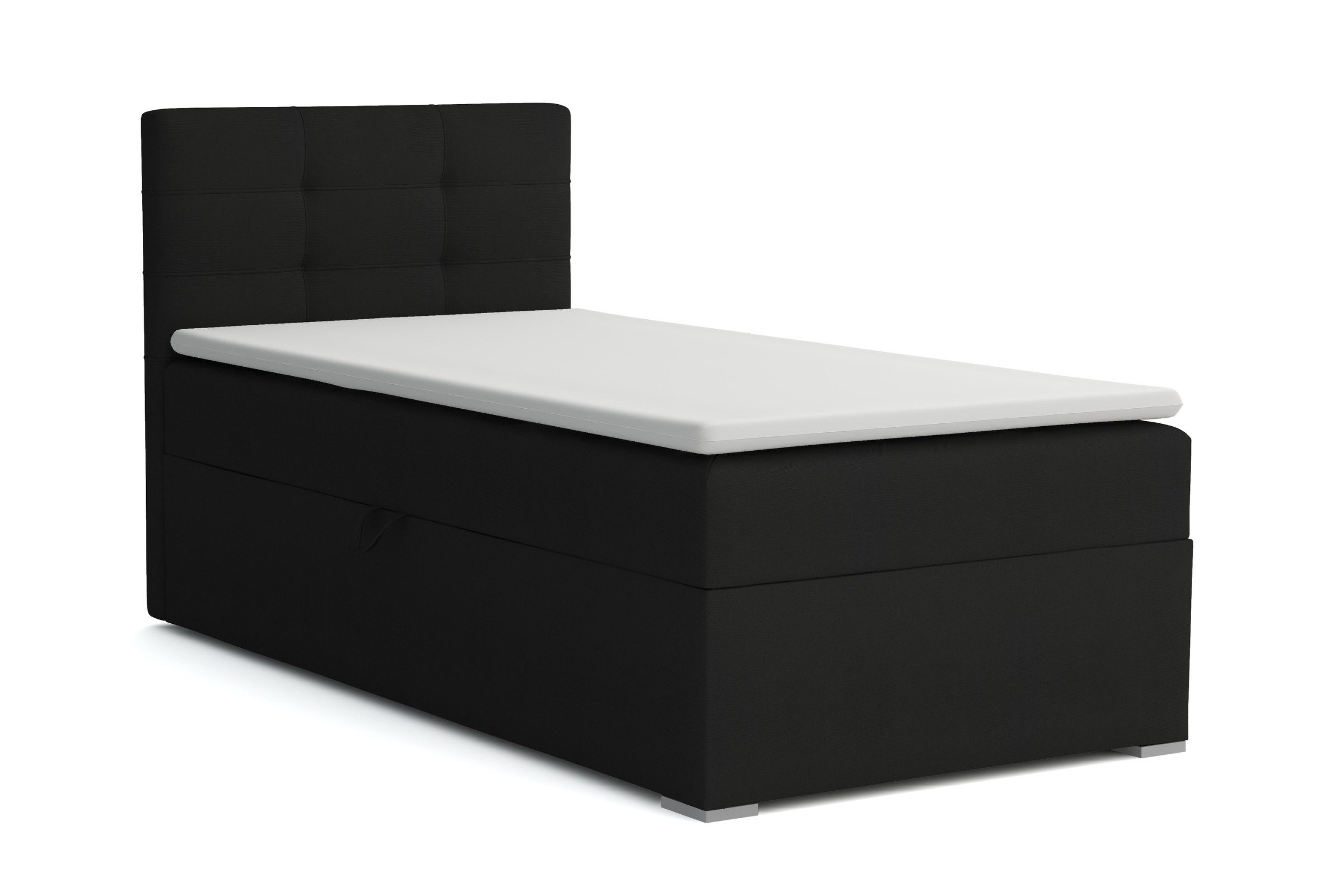 Deine Möbel 24 Boxspringbett FLO Boxbett Einzelbett Polsterbett Jugendbett (Beige Hellgrau Grau Anthrazit Schwarz, 2-St., Bonellfederkernmatratze H3 Taschenfederkernmatratze H4), 90x200 100x200 Veloursstoff