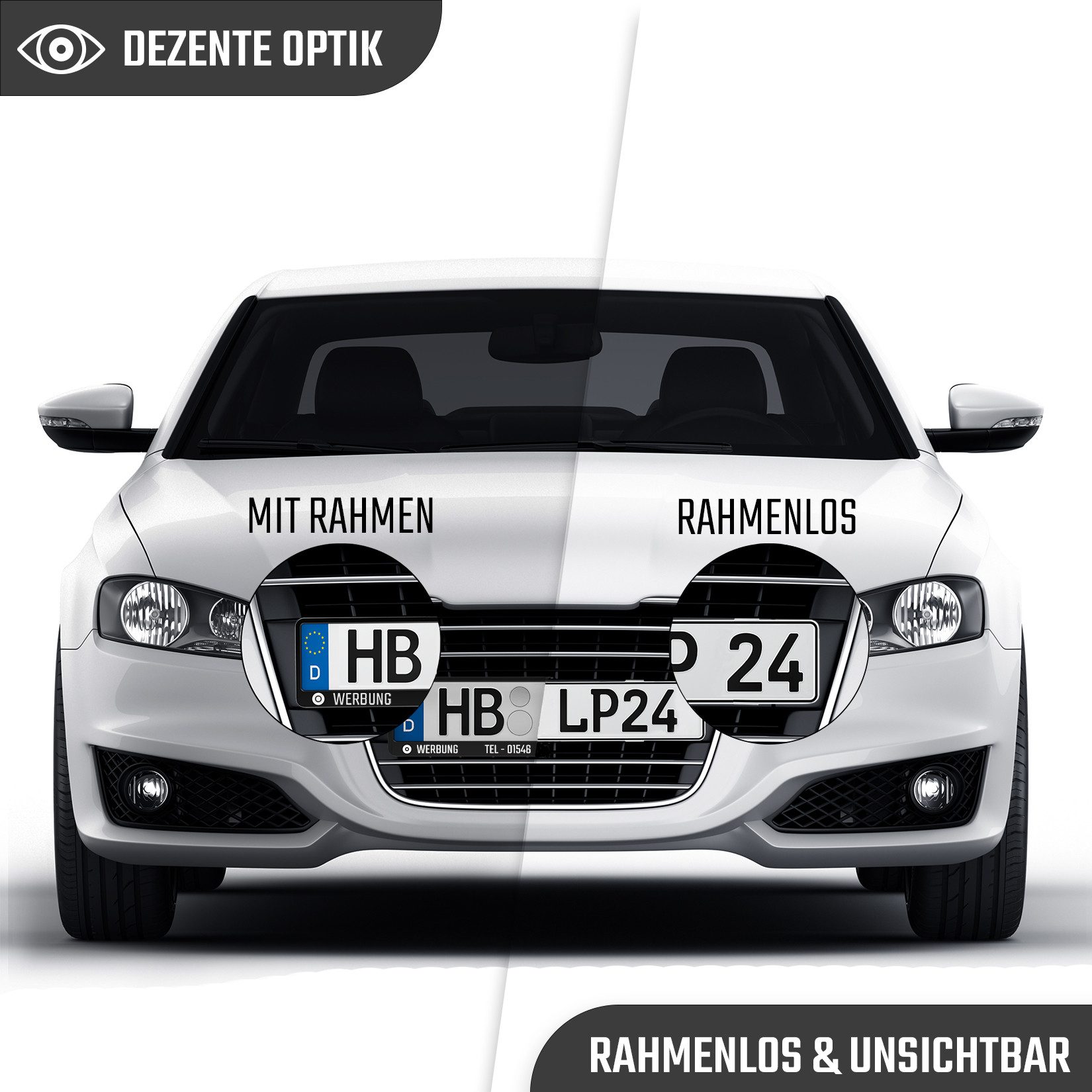 L & P Car Design Kennzeichenhalter für Auto rahmenlos ultra flach unsichtbar, (2 Stück) – Bild 5 von 5