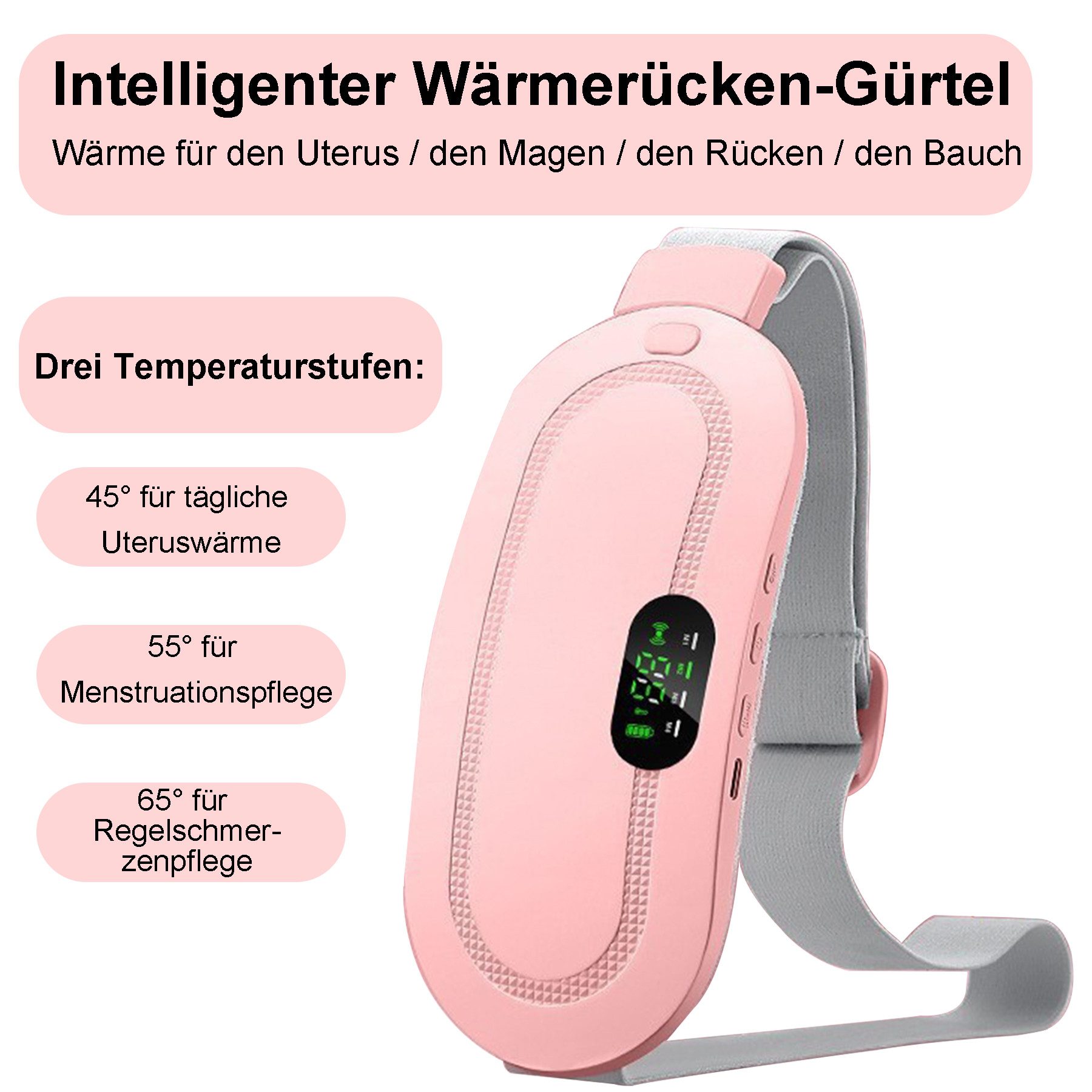 Senmudi Wärmegürtel Perioden Wärmegürtel,Elektrischer Menstruations Wärmegürtel, Heizkissen Kabellos,Unterleib Wärmegürtel, Konstantes Arbeiten, mit 3 Heizmodi,USB Heating Pad Period, zur Schmerzlinderung während der Rücken, unterleib/Magen