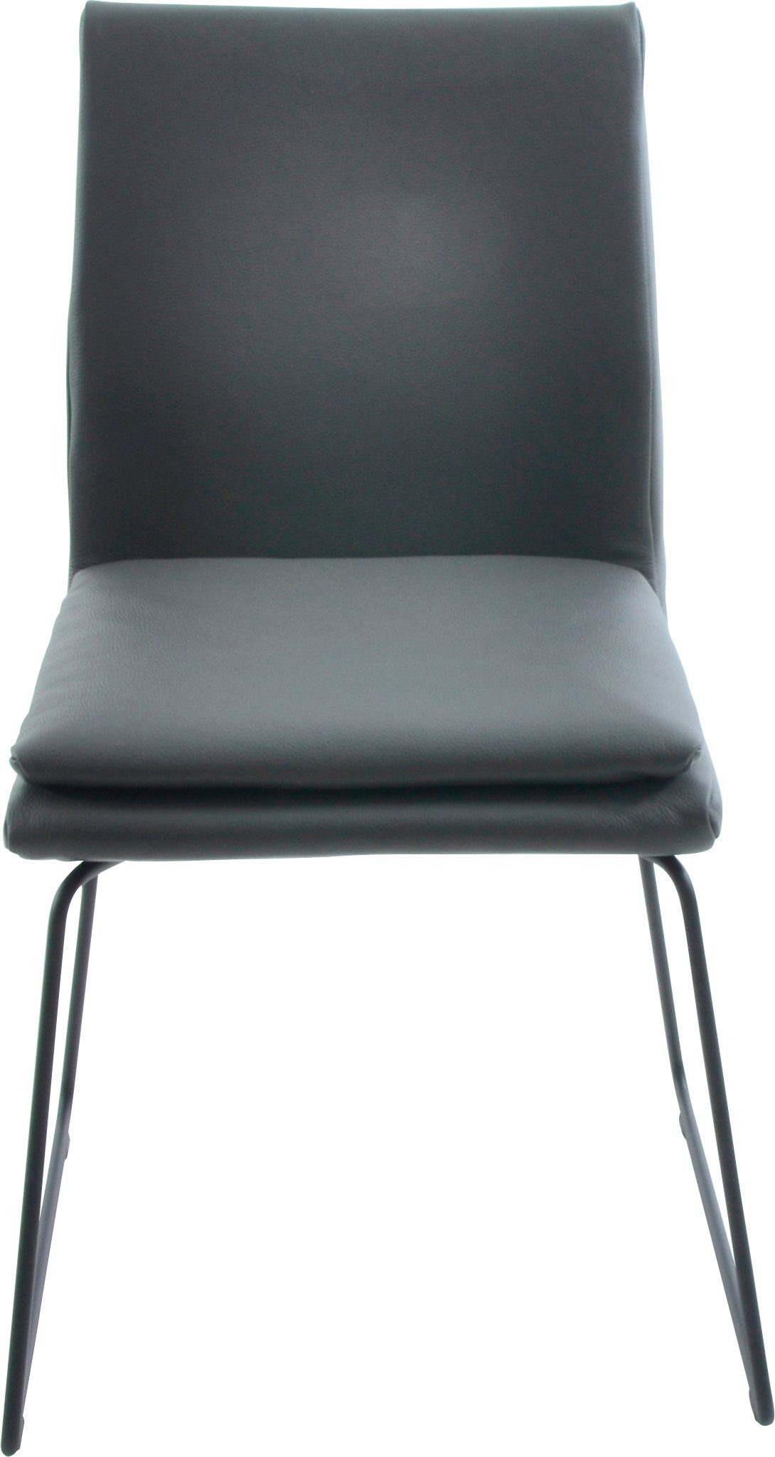 K+W Komfort & Wohnen Esszimmerstuhl Creso Lederstuhl, mit Sitzkissen und Rundrohrkufe in Metall schwarz Struktur