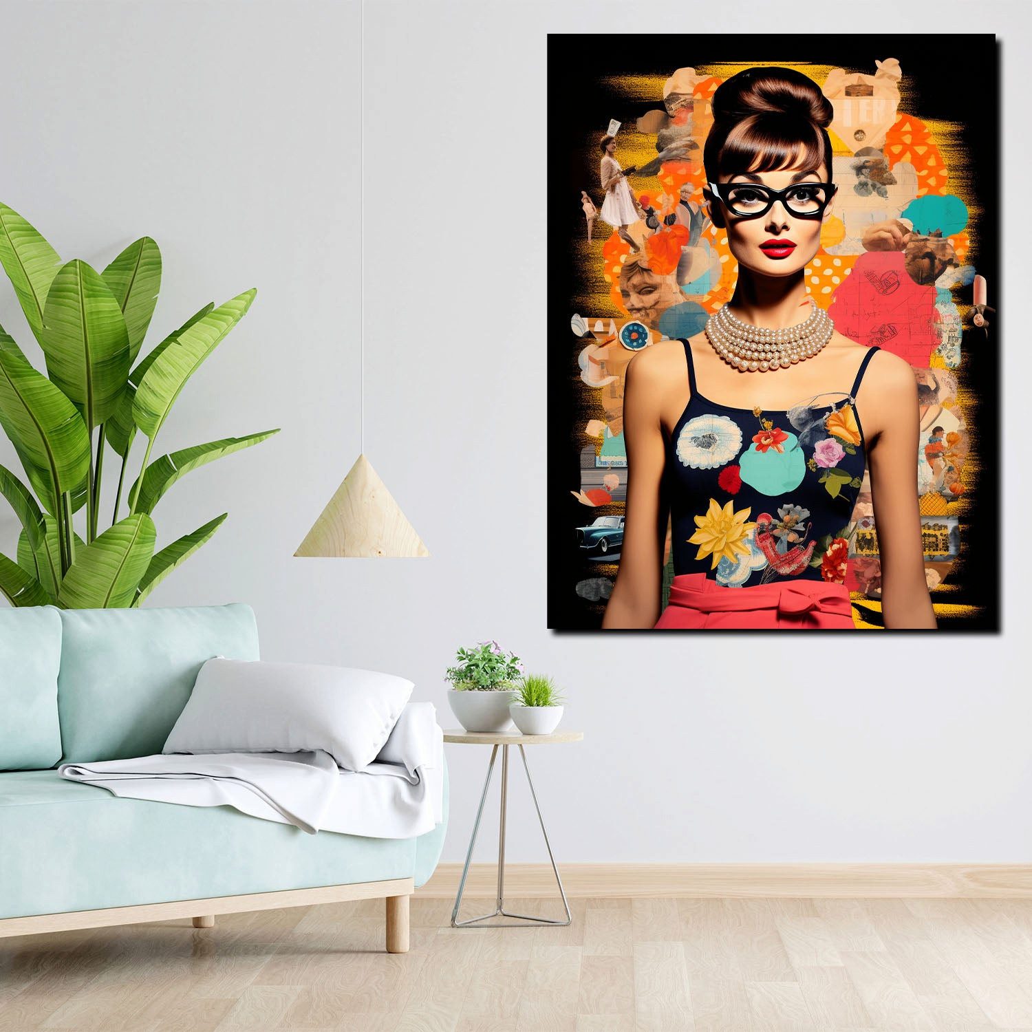 Artedinoi Leinwandbild Cool Audrey abstrakt Pop Art Leinwandbild Wandbild Kunstdruck XL Deko