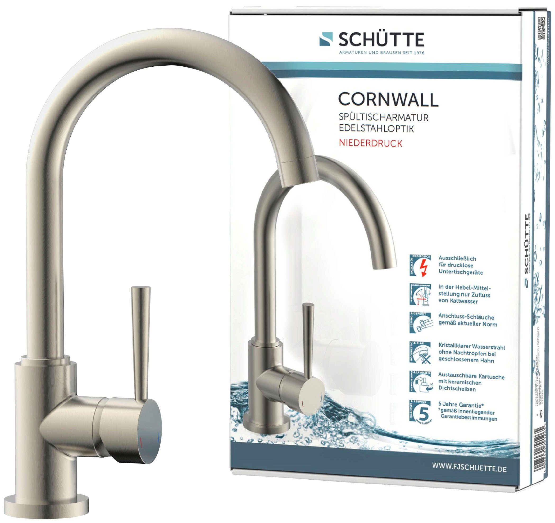 Schütte Spültischarmatur Cornwall Niederdruck, 360° schwenkbarer günstig online kaufen