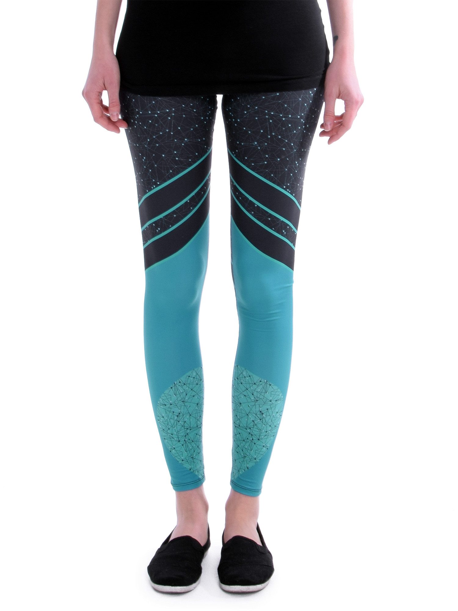Leggings Yoga und Fitness-Leggings (Einheitsgröße) - Workout grau-türkis
