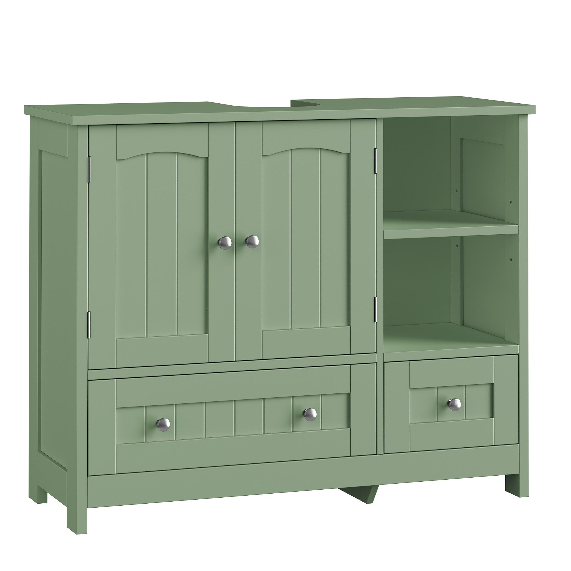 Homfa Waschbeckenunterschrank Unterschrank Badezimmerschrank mit 2 Schubladen und 2 Türen, Breite 80 cm, freistehend