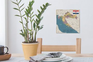 OneMillionCanvasses® Leinwandbild Karte von Kroatien mit Bezirken und Städten, (1 St), Leinwand Bilder für Wohnzimmer Schlafzimmer