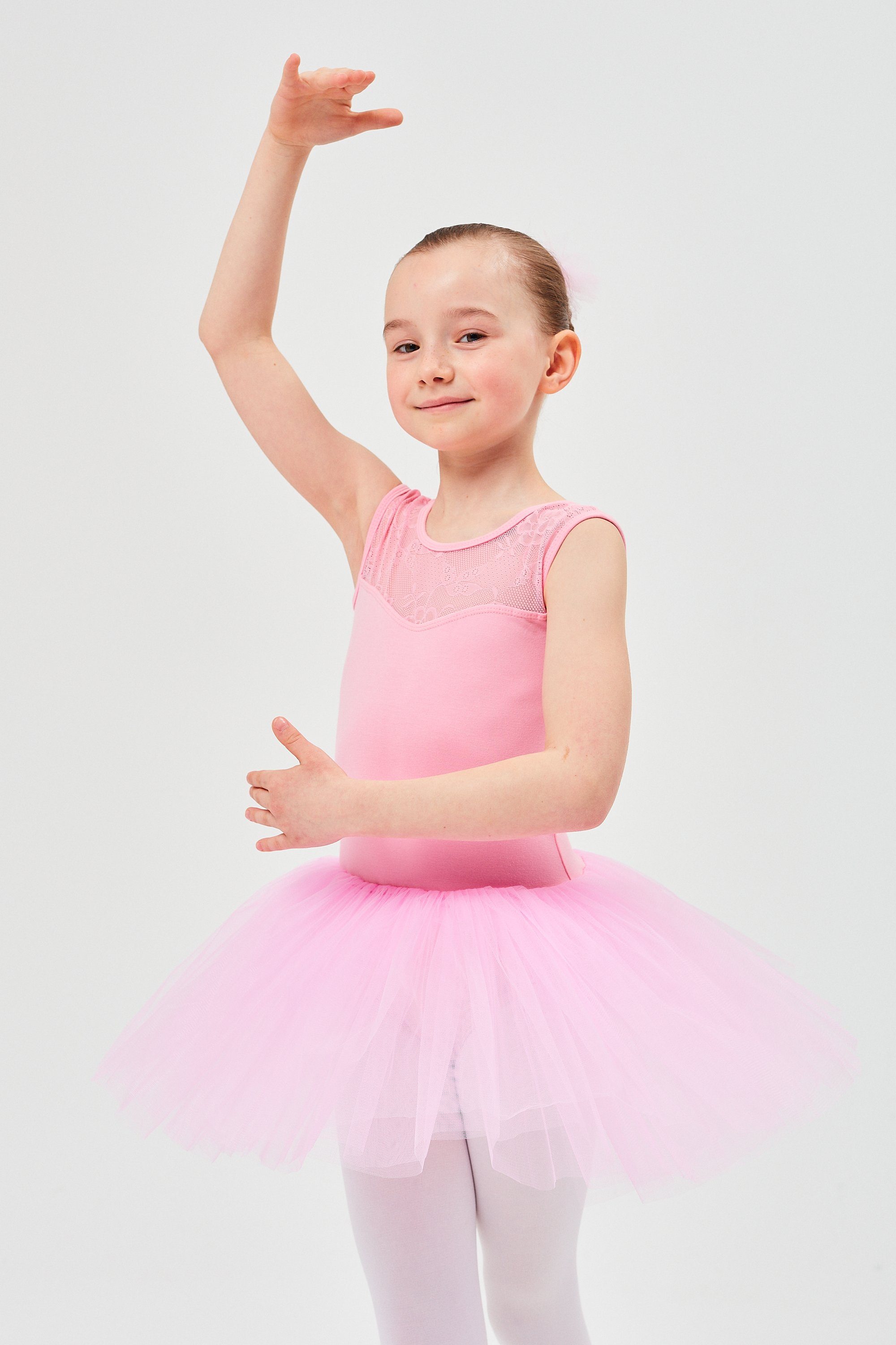 tanzmuster Tüllkleid Ballett Tutu mit Spitzeneinsatz Ballettkleid aus weicher Baumwolle mit langem Tüllrock, für Mädchen