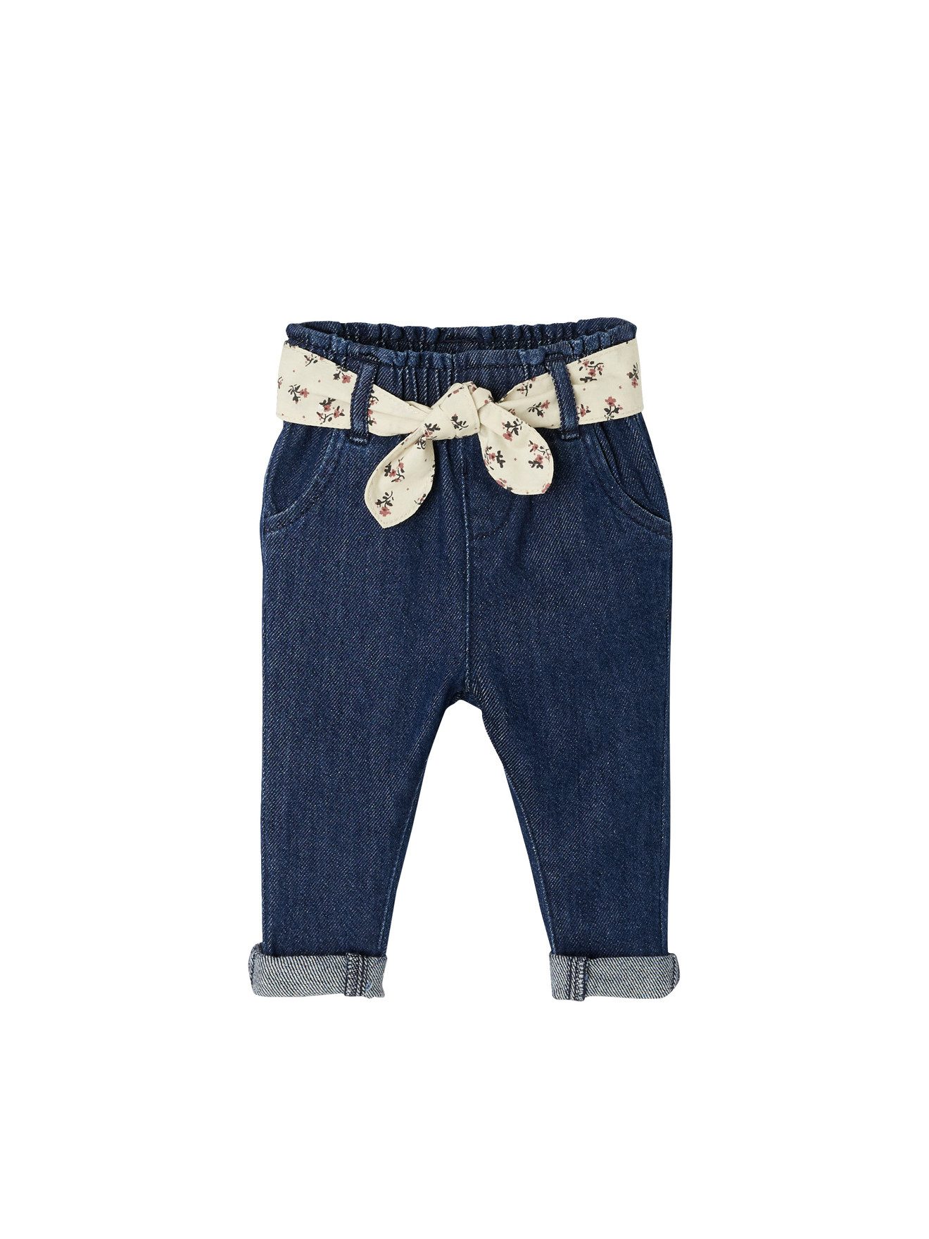vertbaudet Regular-fit-Jeans Mädchen Baby Jeans mit Stoffgürtel