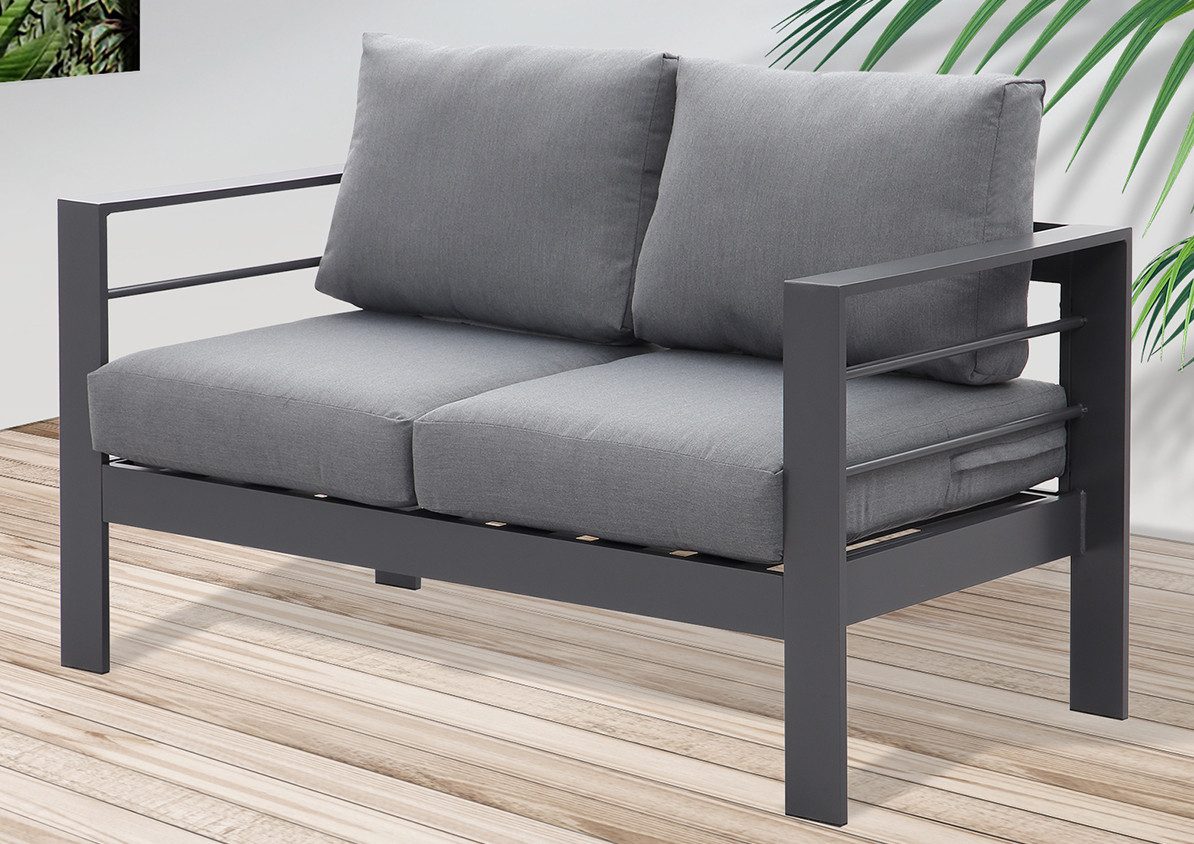 MeXo Gartenlounge-Set Gartenmöbel Set Aluminium Loungeset für Terrasse Balkon, (Set, 1-tlg., 1× 2-Sitzer Sofa, 4 × Auflagen), wetterfest Gartensofa Loungesofa Balkonsofa für 1-2 Personen