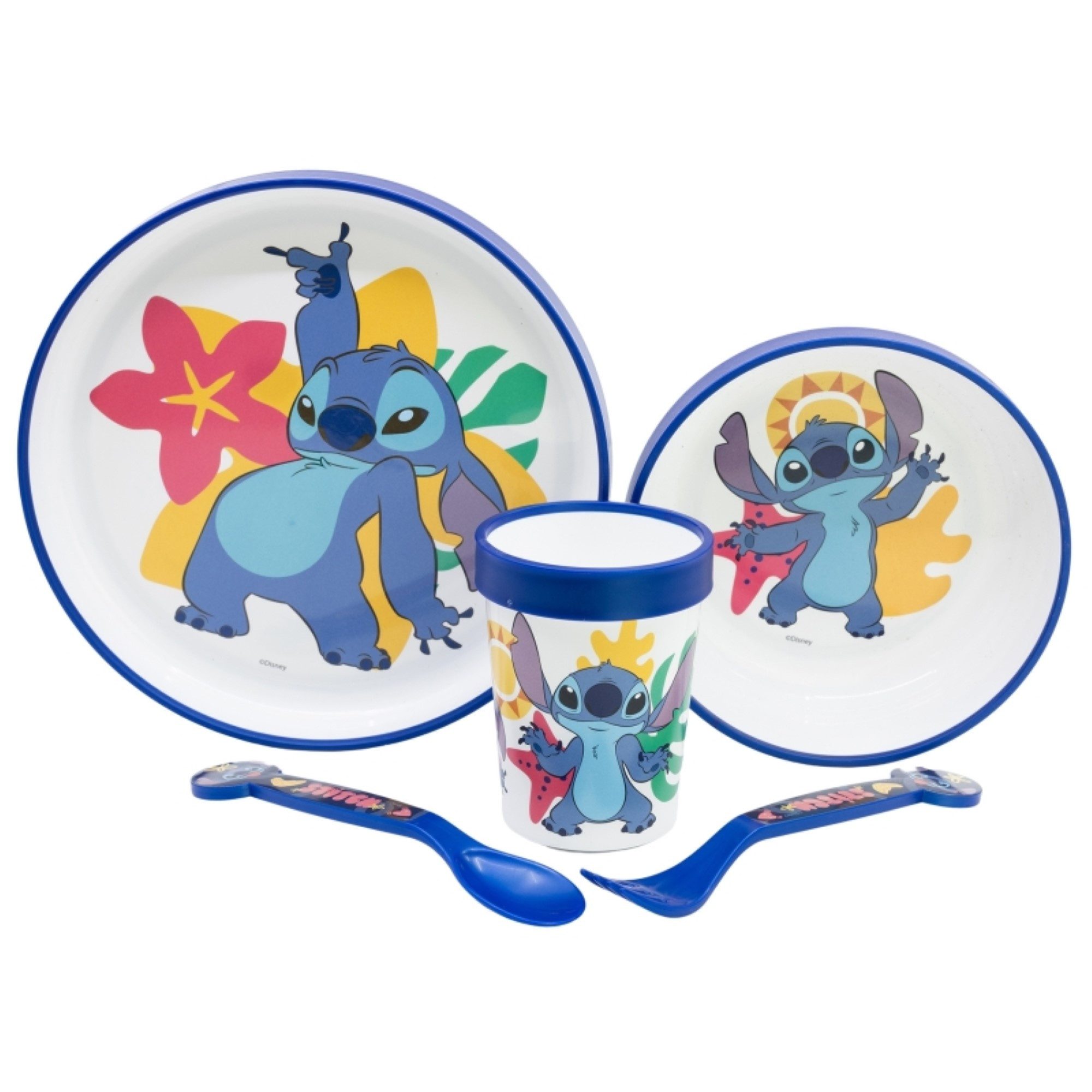 Lilo & Stitch Kindergeschirr-Set Rutschfestes Kochgeschirr-Set für die Mikrowelle 5-teiliges Set