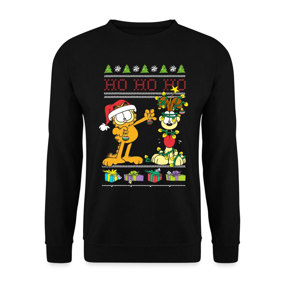 Spreadshirt Sweatshirt Garfield Und Odie Hohoho Ugly Christmas Weihnachten günstig online kaufen