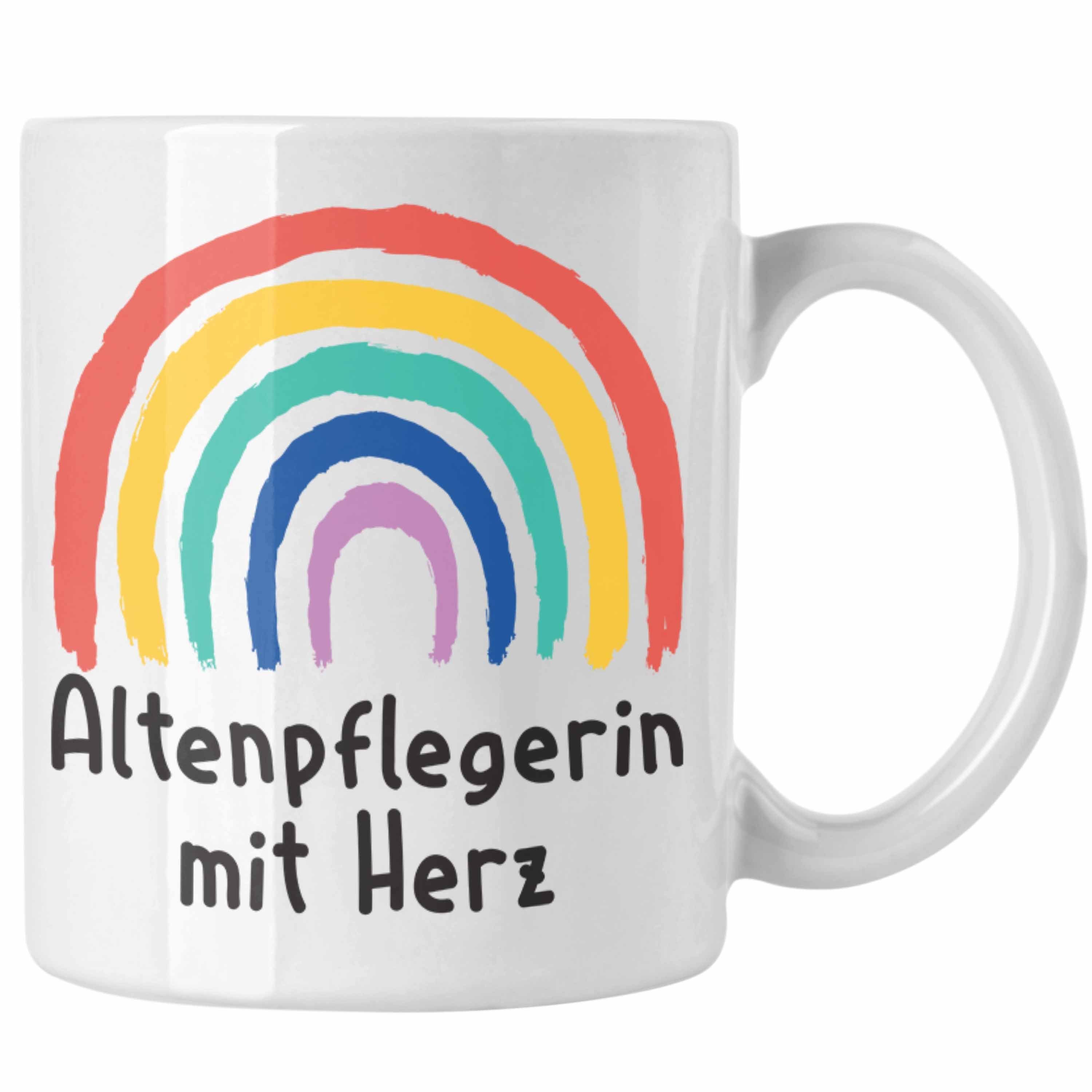 Trendation Tasse Trendation - Altenpflegerin mit Herz Tasse Geschenk mit Spruch Kaffeetasse Zubehör Dankeschön Weiss