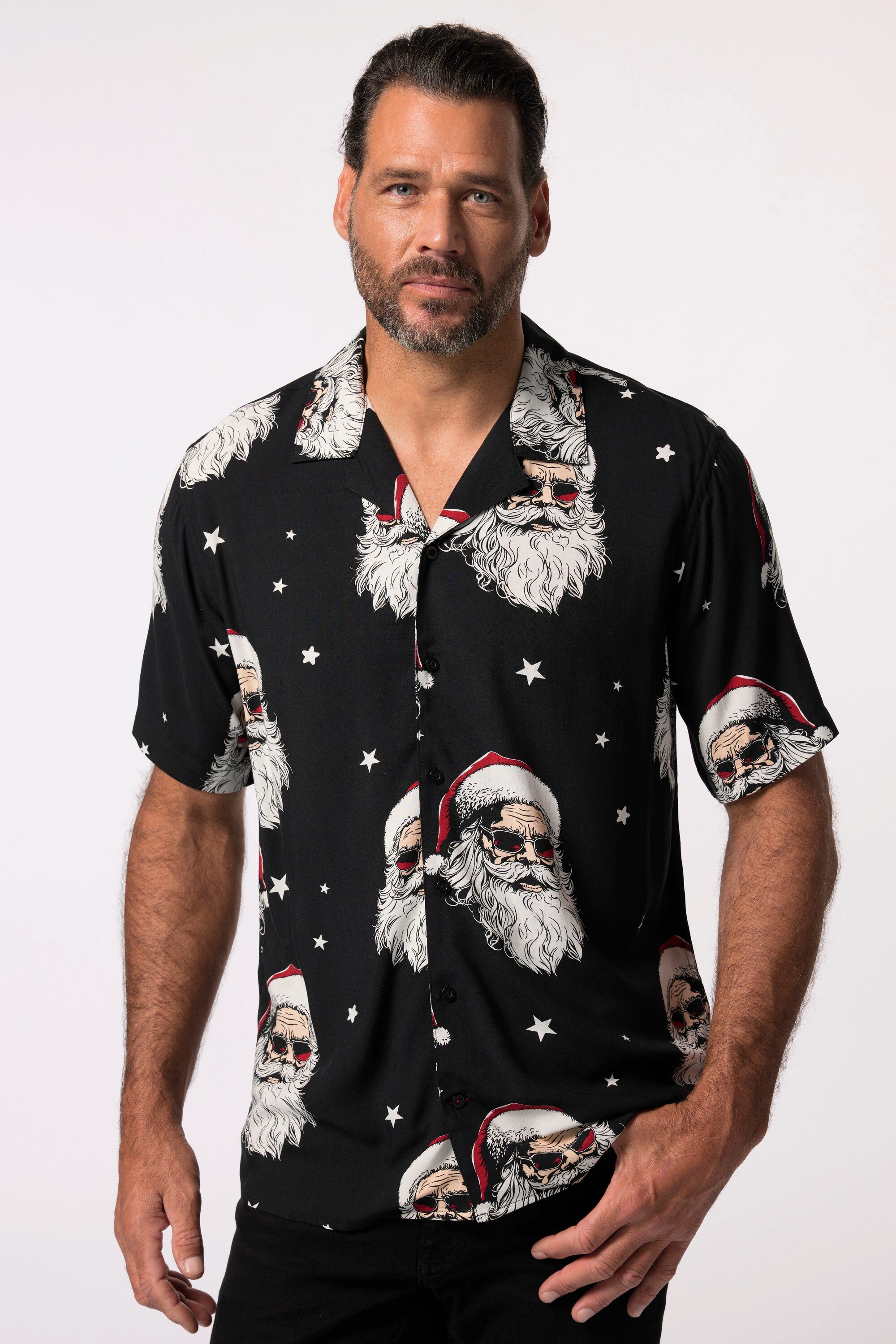 JP1880 Kurzarmhemd JP1880 Hemd Halbarm Weihnachten Cuba-Kragen