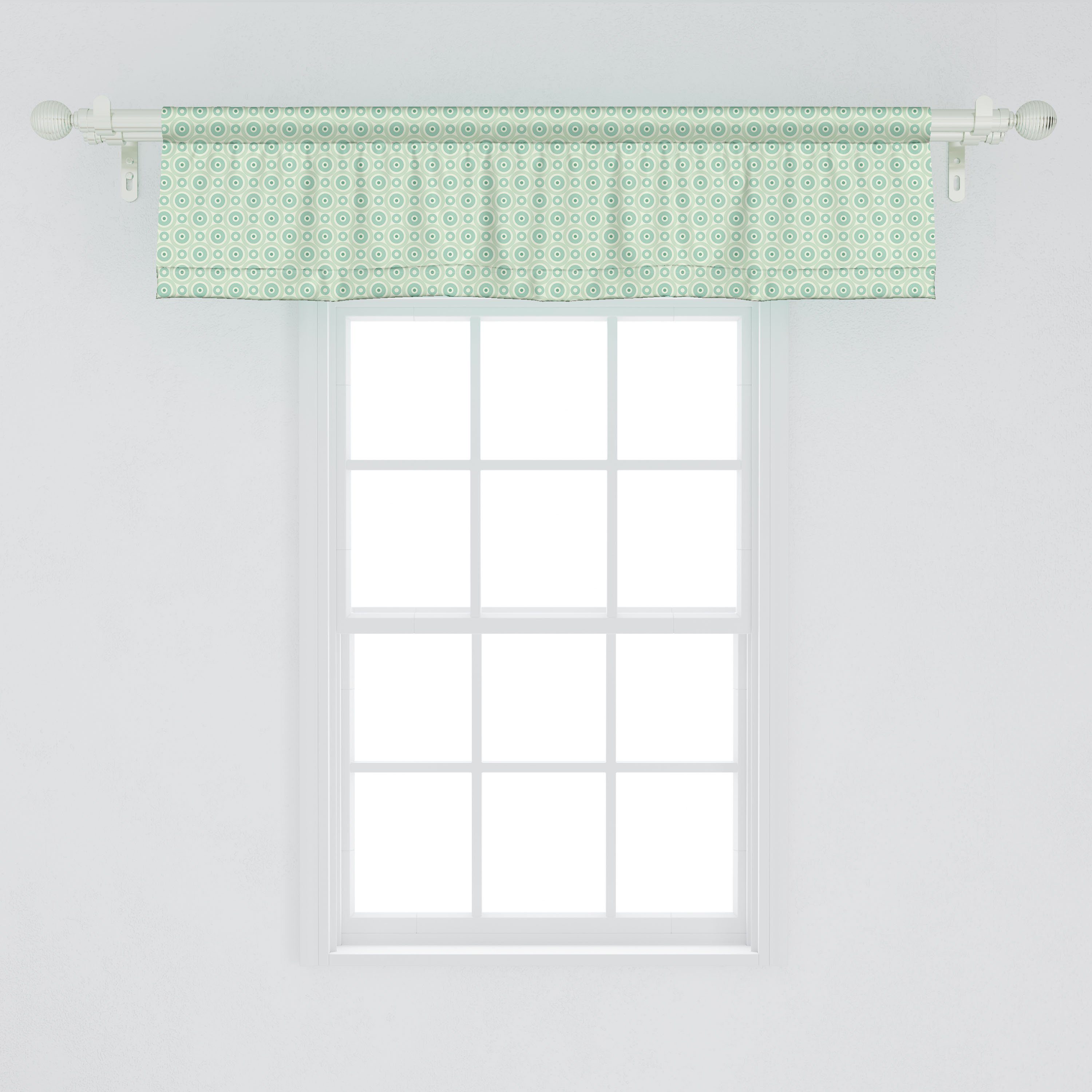 Scheibengardine Vorhang Volant Küche Kreis-Geometric Stangentasche, Retro mit Minze Dekor Schlafzimmer Microfaser, für Abakuhaus
