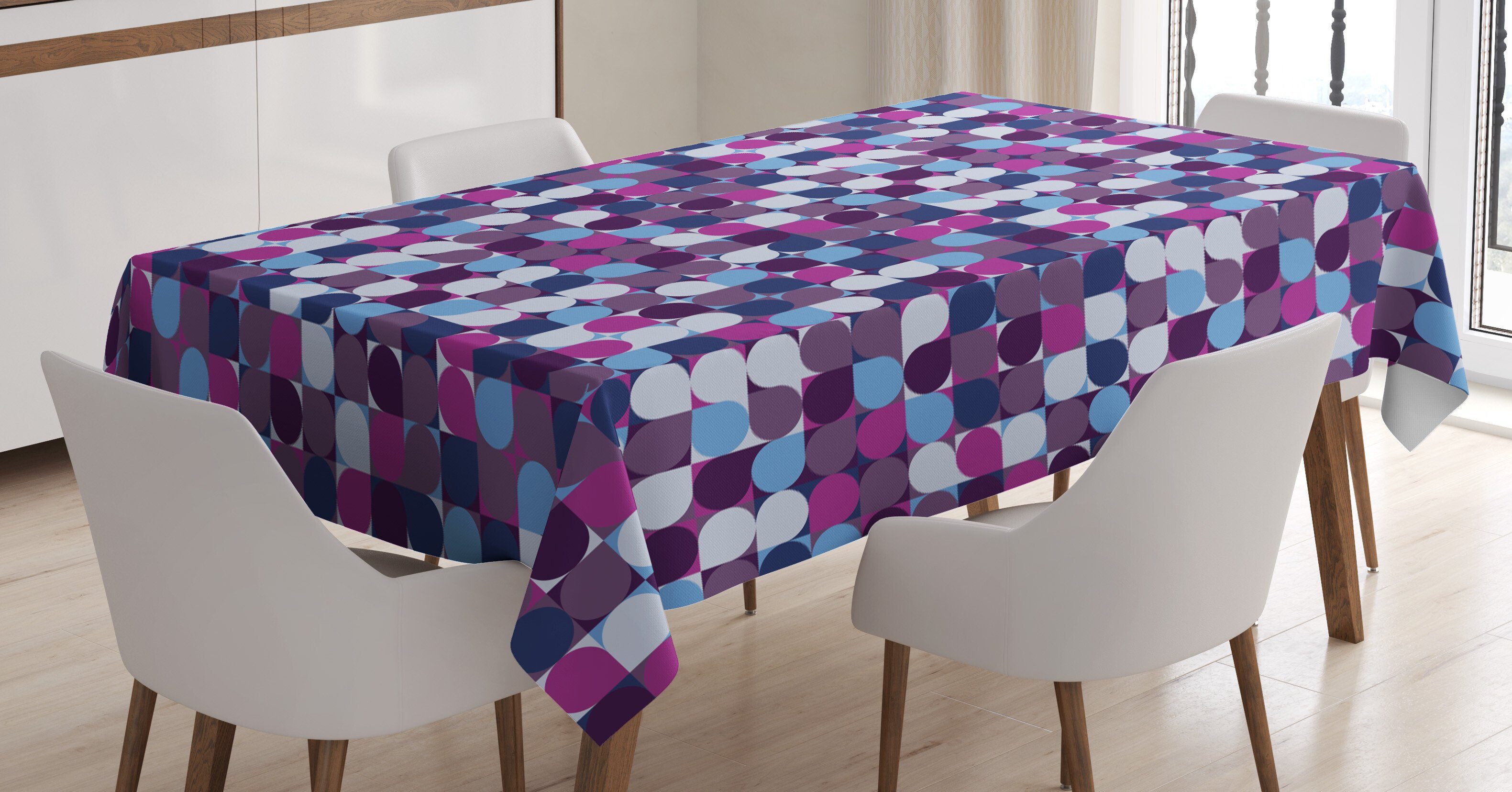 Abakuhaus Tischdecke Farbfest Waschbar Für den Außen Bereich geeignet Klare Farben, Geometrisch Abstrakter Kreis-Mosaik