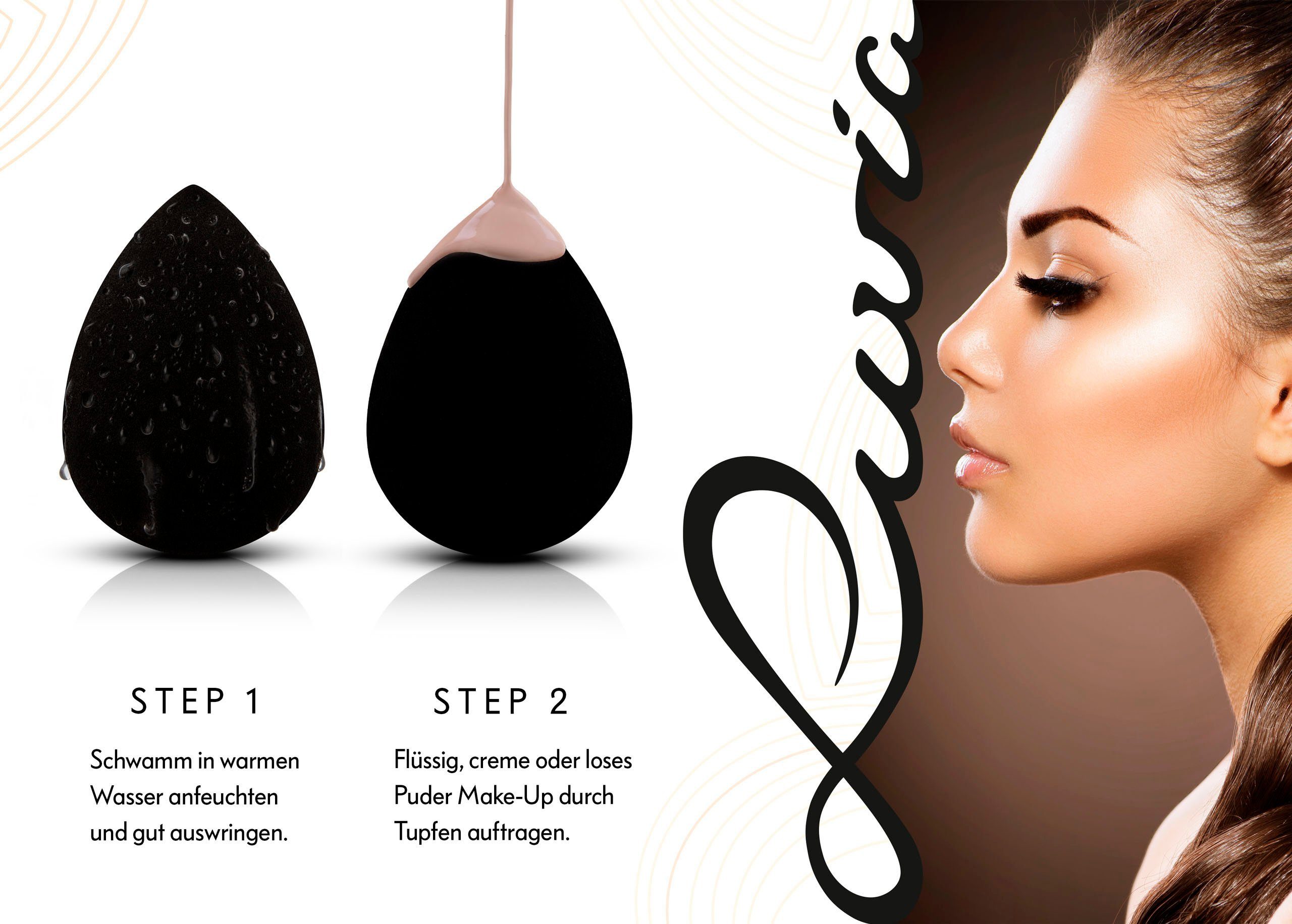 Luvia Cosmetics Make-up Schwamm Make-up Blending Sponge Set-Black, 2 tlg., Ultraweiche Oberfläche für ein makelloses und gleichmäßiges Finish.