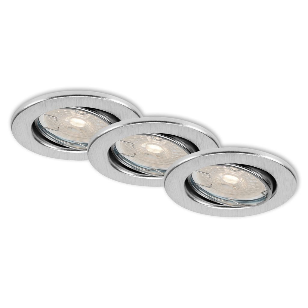 Briloner Leuchten LED Einbaustrahler 7256-039, Dimmfunktion, LED wechselbar, 2700K - Extra-Warmweiß, aluminiumfarbig, GU10, Einbaustrahler, Einbauspot
