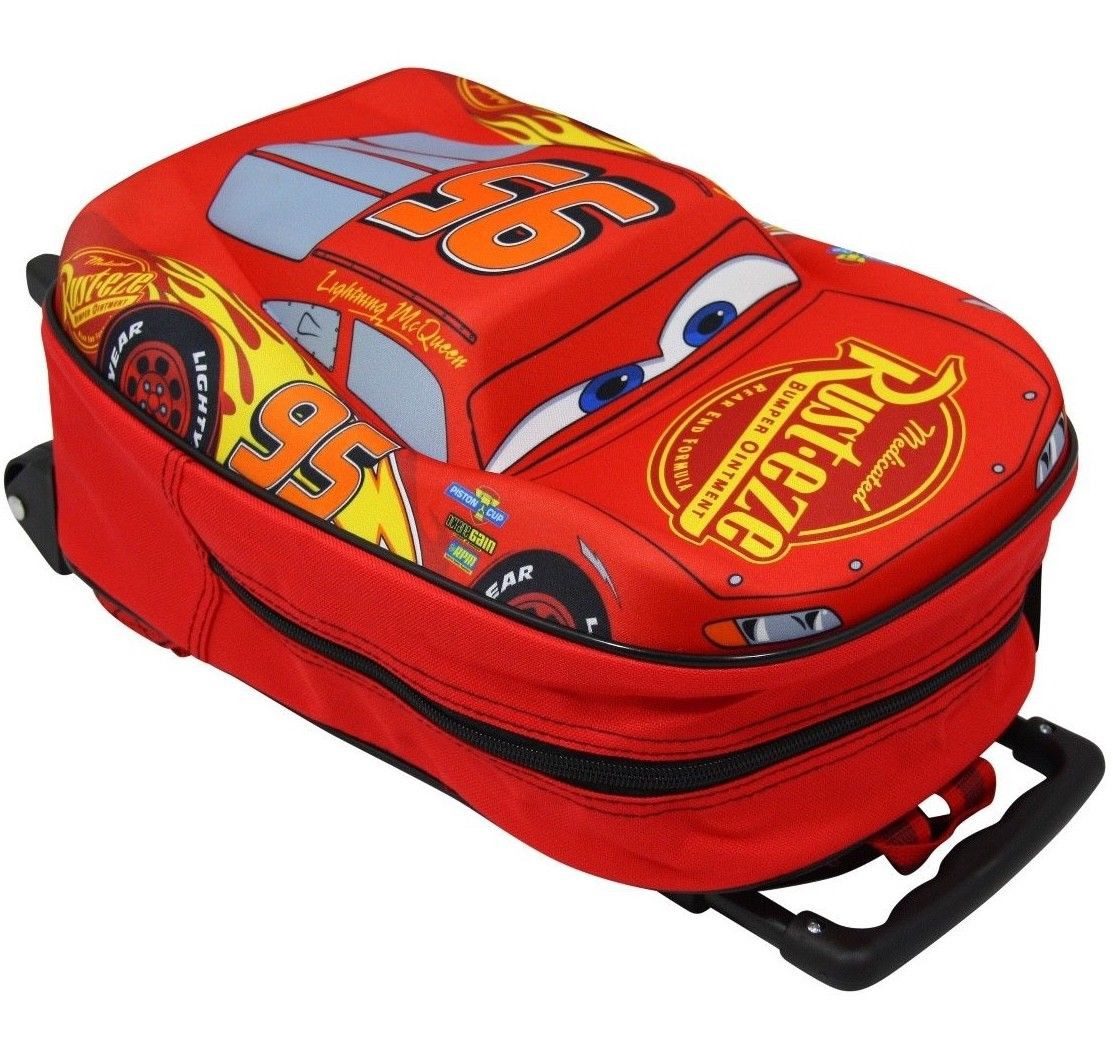 Disney Cars Kinderrucksack Trolley Kindertrolley Auto lightning McQueen, Leichter 2-in-1 Trolley-Rucksack mit 3D Motiv