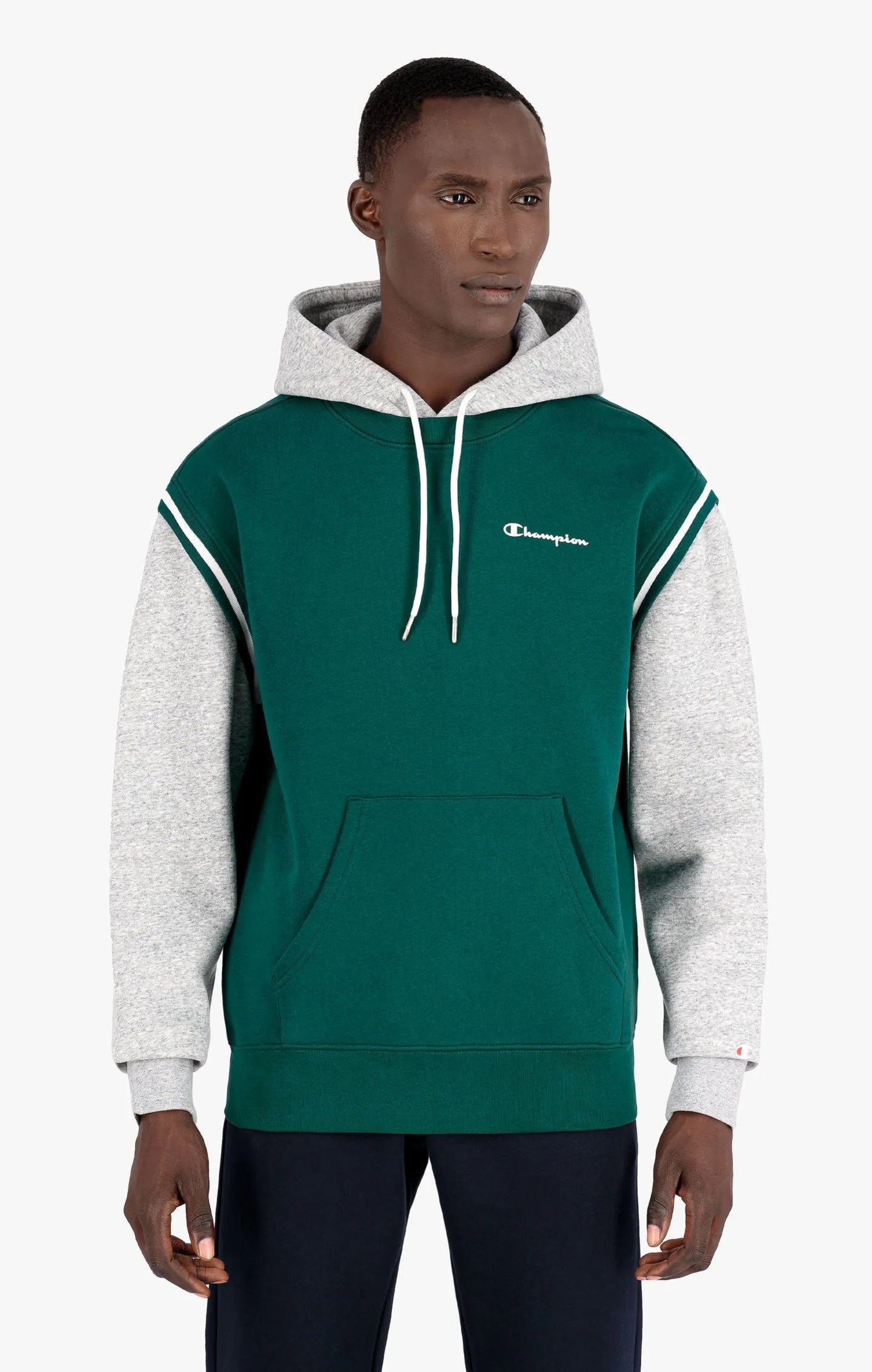 Champion Kapuzenpullover (Baumwoll-Hoodie) kontrastfarben mit kleinem Logo grün Herren