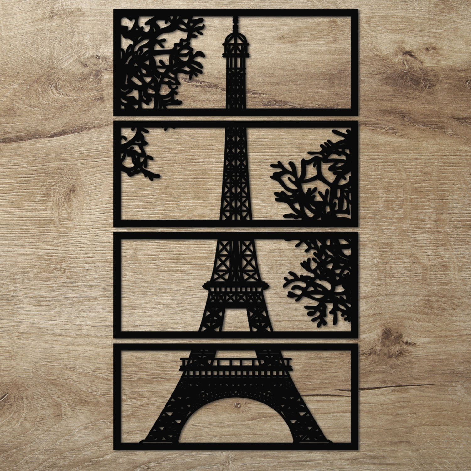 Namofactur Wanddekoobjekt XXL Eiffelturm Holz Wanddeko Wandbild Schwarz
