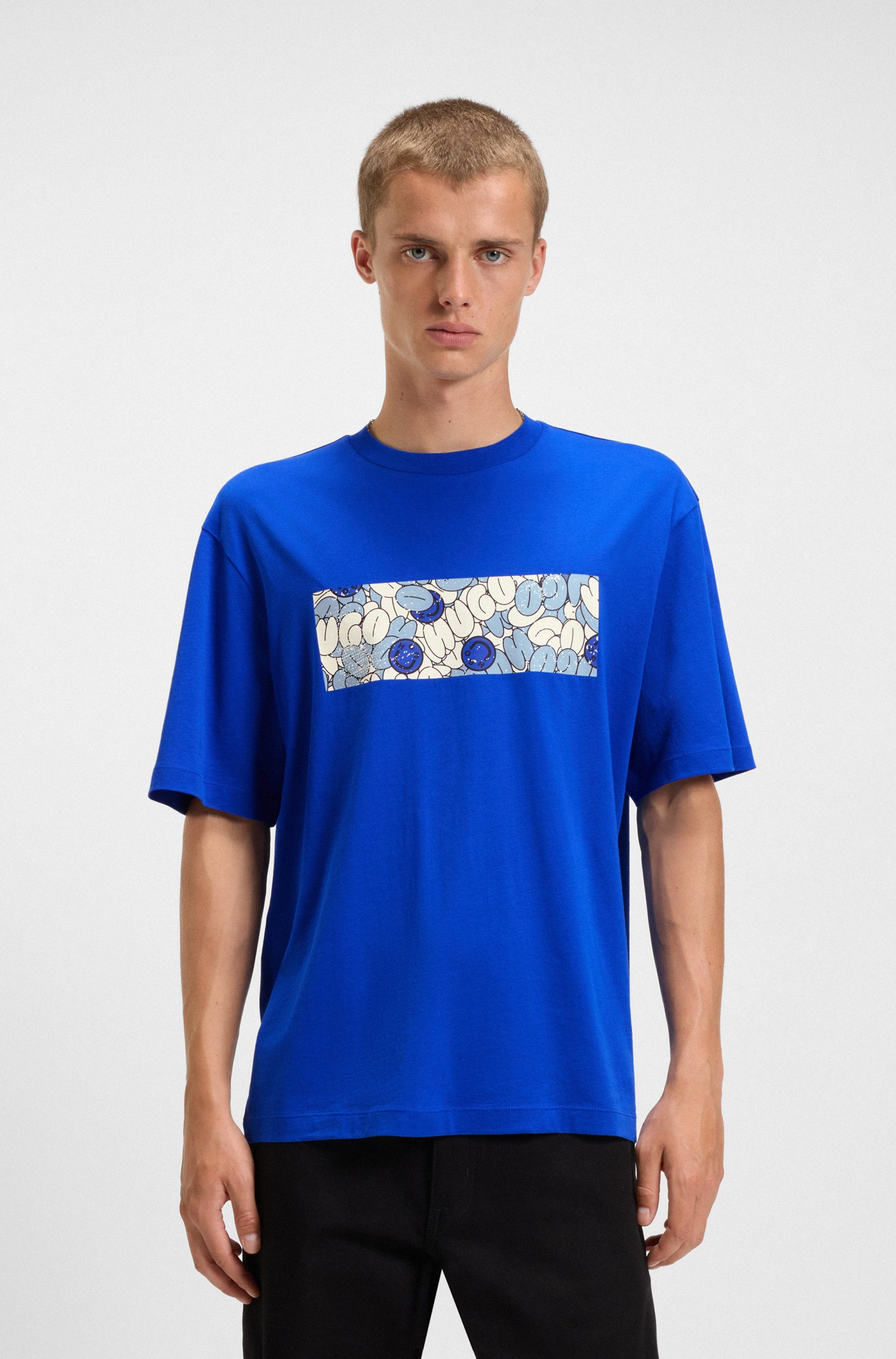 HUGO Blue T-Shirt Nurix mit coolem Druck günstig online kaufen