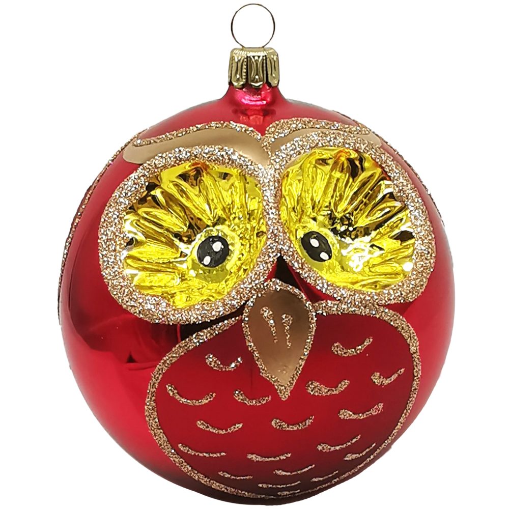 Schatzhauser Weihnachtsbaumkugel Eule Christbaumkugel Ø10cm rot glänzend (1 günstig online kaufen
