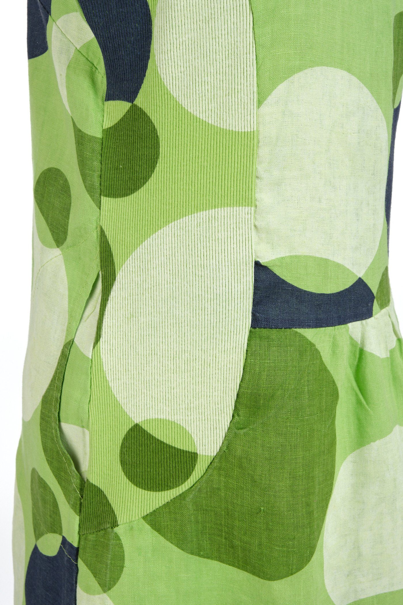 knielang Punkten apfelgrün kurzarm Sommerkleid (1-tlg) Damen PEKIVESSA mit Leinenkleid
