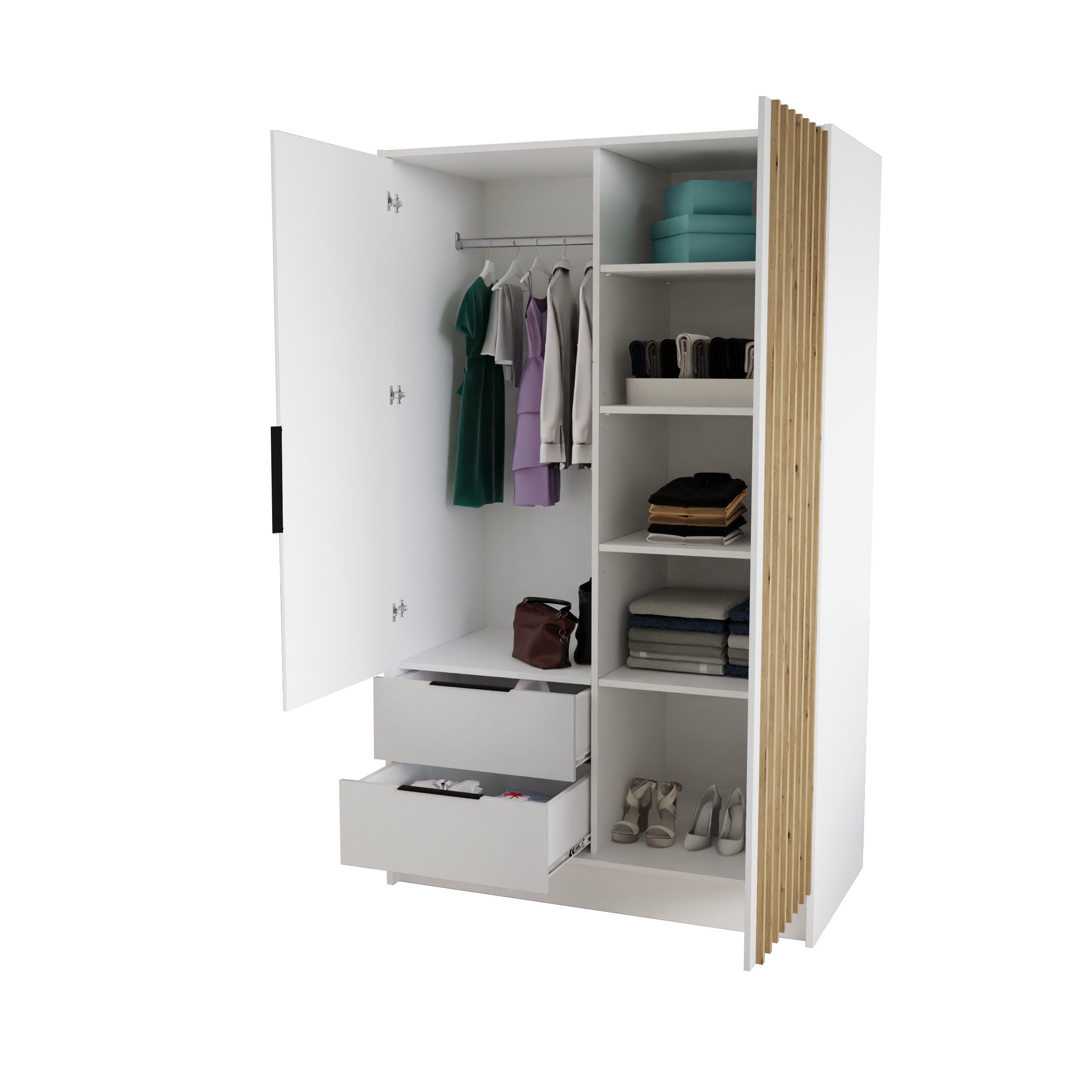 Beautysofa Drehtürenschrank NORI Breite: 102/150,5/200 cm, mit oder ohne Spiegel