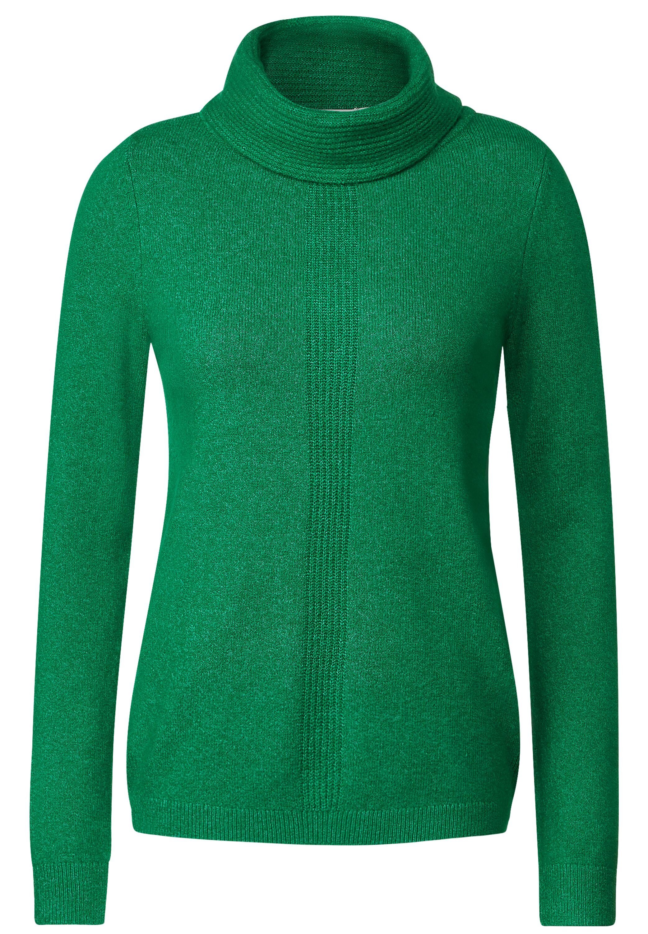 melange Cecil green Feinstrick bright Rollkragenpullover