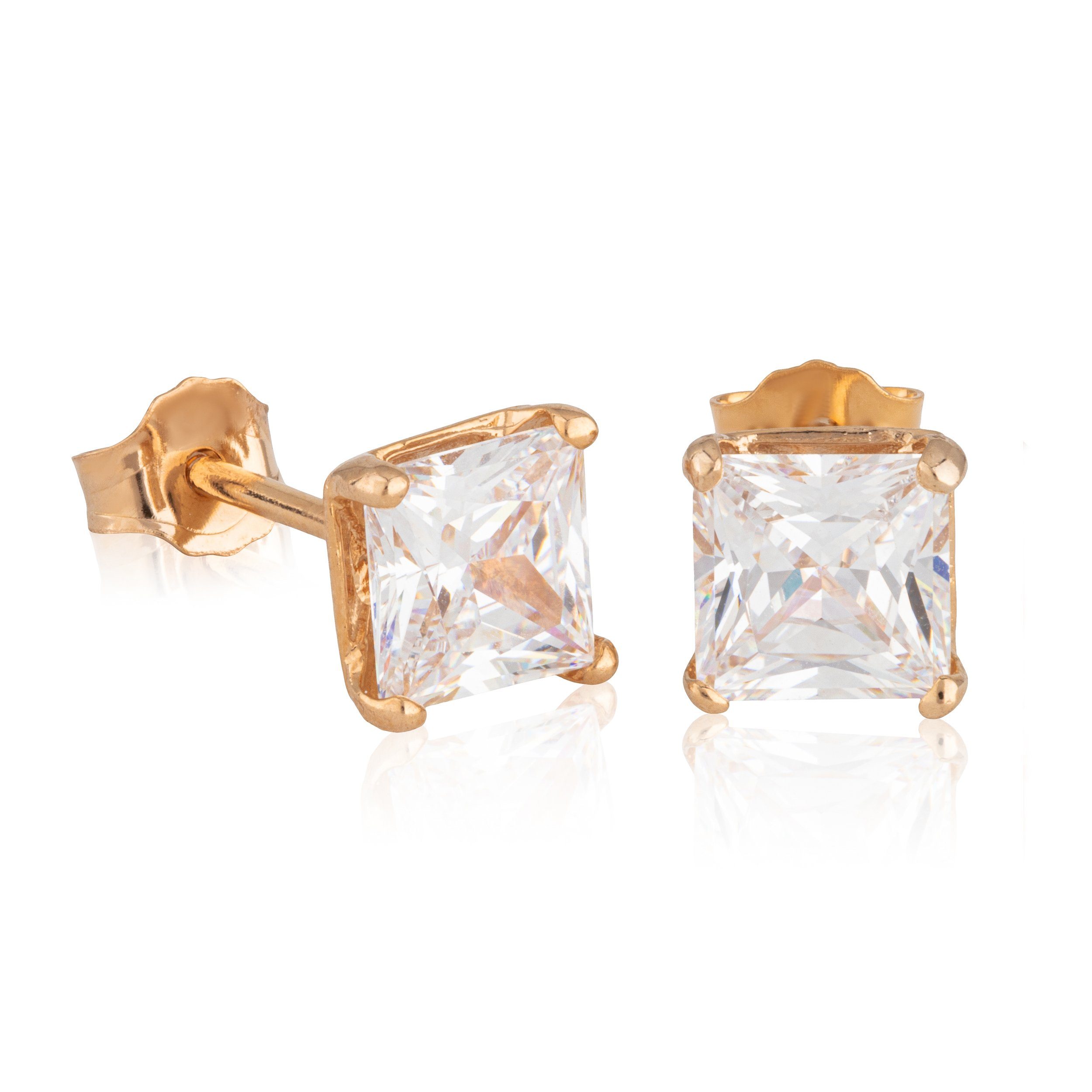 Paar Ohrstecker Paar Ohrstecker Vergoldet Weiß Cubic Zirkonia 6mm
