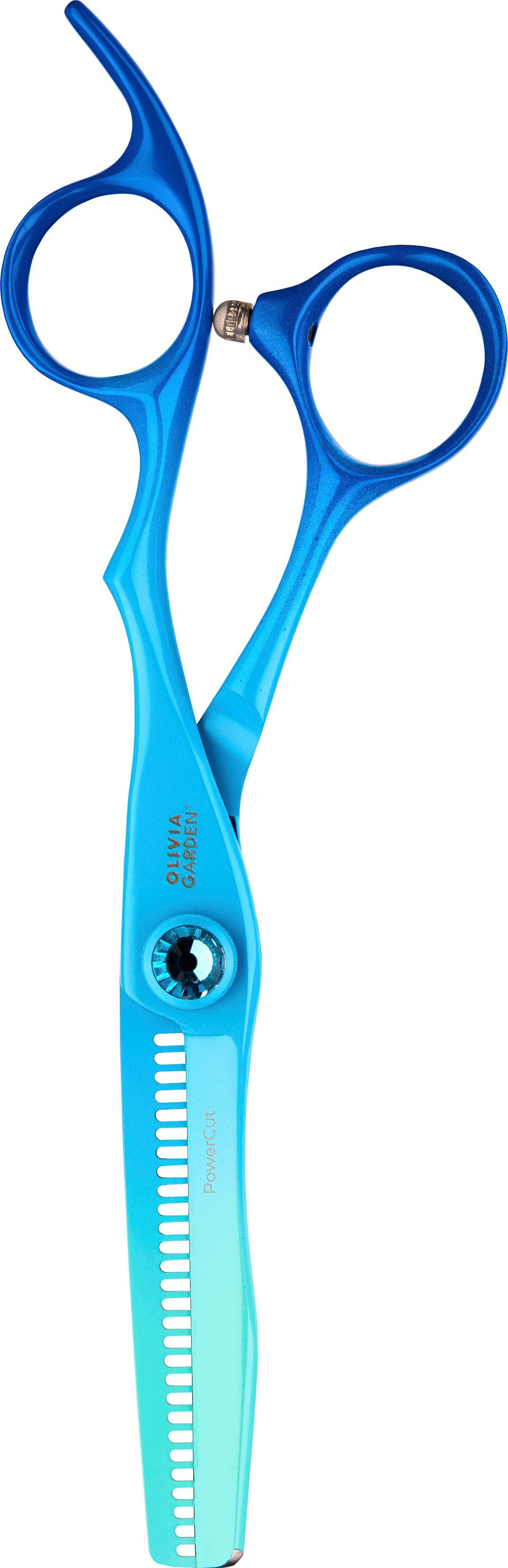OLIVIA GARDEN Haarschere PowerCut Rainbow Blue 6,25 Zoll, (Set, 2-tlg), Haarschere  und Modellierschere