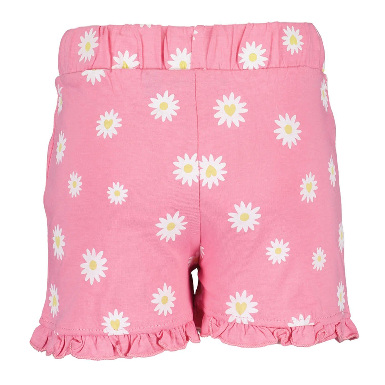 Kinder Shorts Mädchen Blumen-Print Seven - Sweatshorts Hose mit Tunnelzug azalee mit Kurze Blue