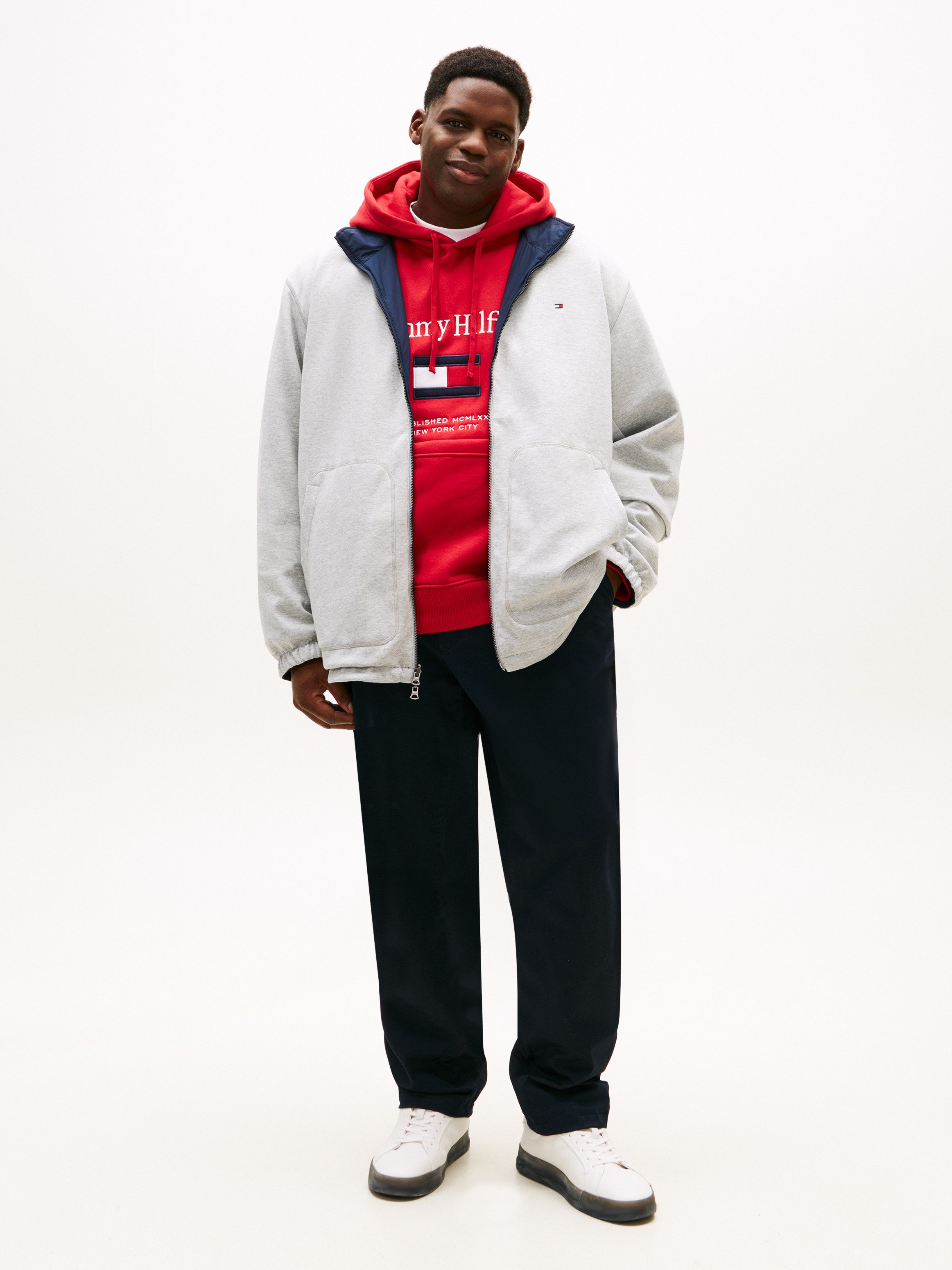 Tommy Hilfiger Big & Tall Wendejacke BT-LW REVERSIBLE JACKET beidseitig tragbar, Große Größen, Stehkragen