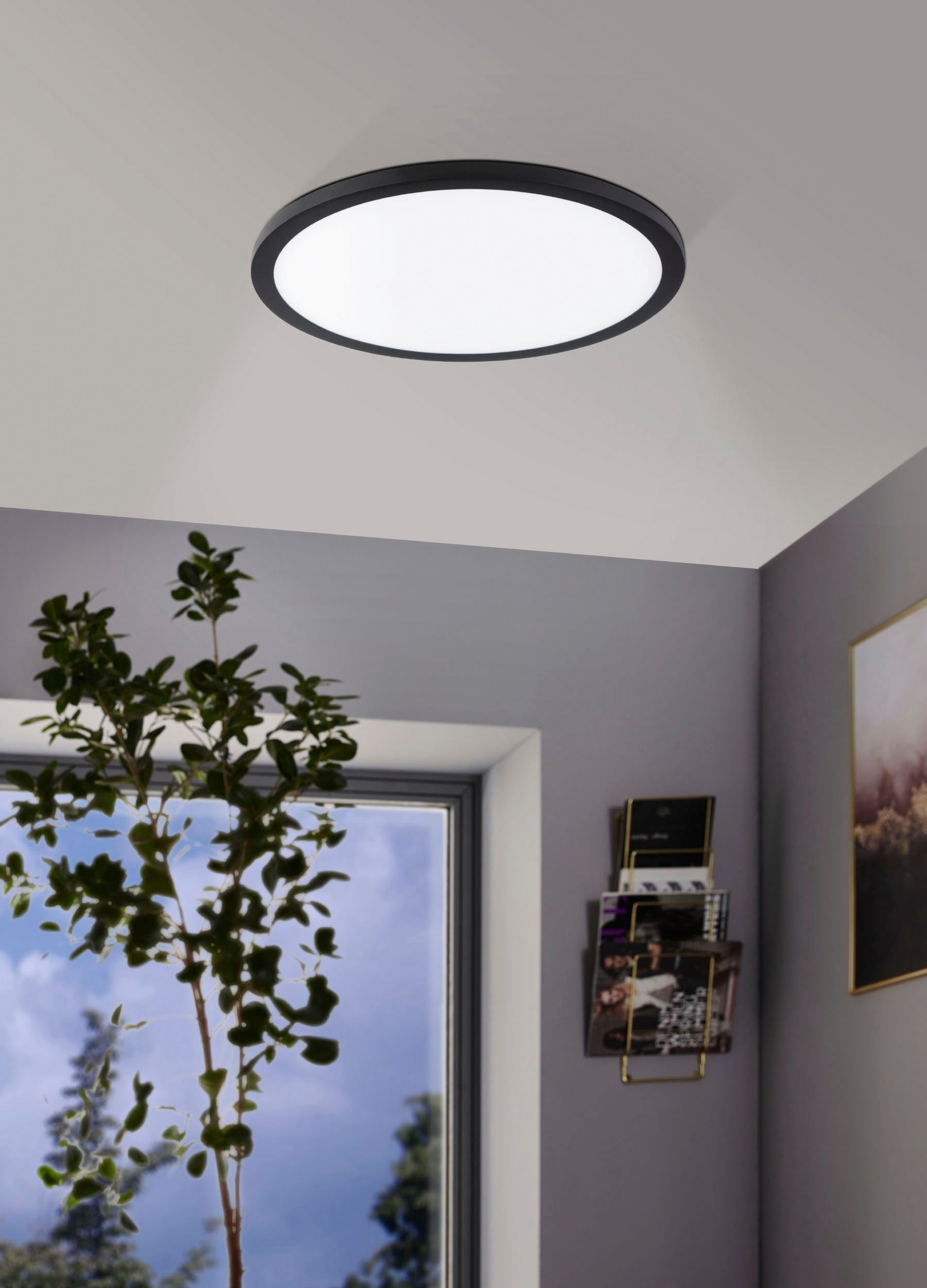 EGLO Deckenleuchte FUEVA FLEX, LED fest integriert, Warmweiß, Spot, Leuchtfläche, geringe Einbautiefe 25mm