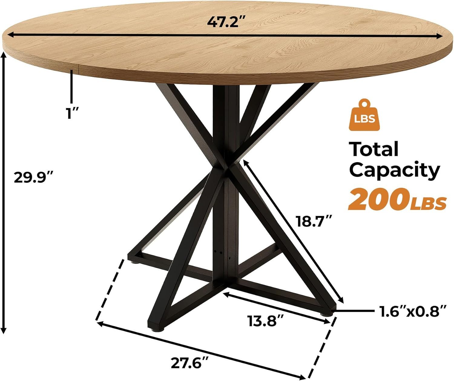 GarveeMore Esstisch runder aus Holz,robuster Metallsockel günstig online kaufen