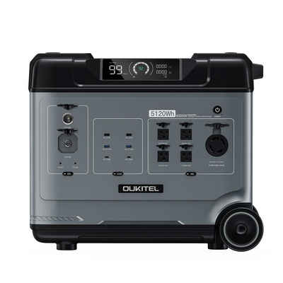 OUKITEL Stromerzeuger P5000 Pro, 4,00 in kW, (5120 Wh LiFePO4-Akku, 1-tlg., Intelligente Temperaturregelung, Dual 100 W USB-C, 15 Ausgänge), App-Steuerung, mit Rädern