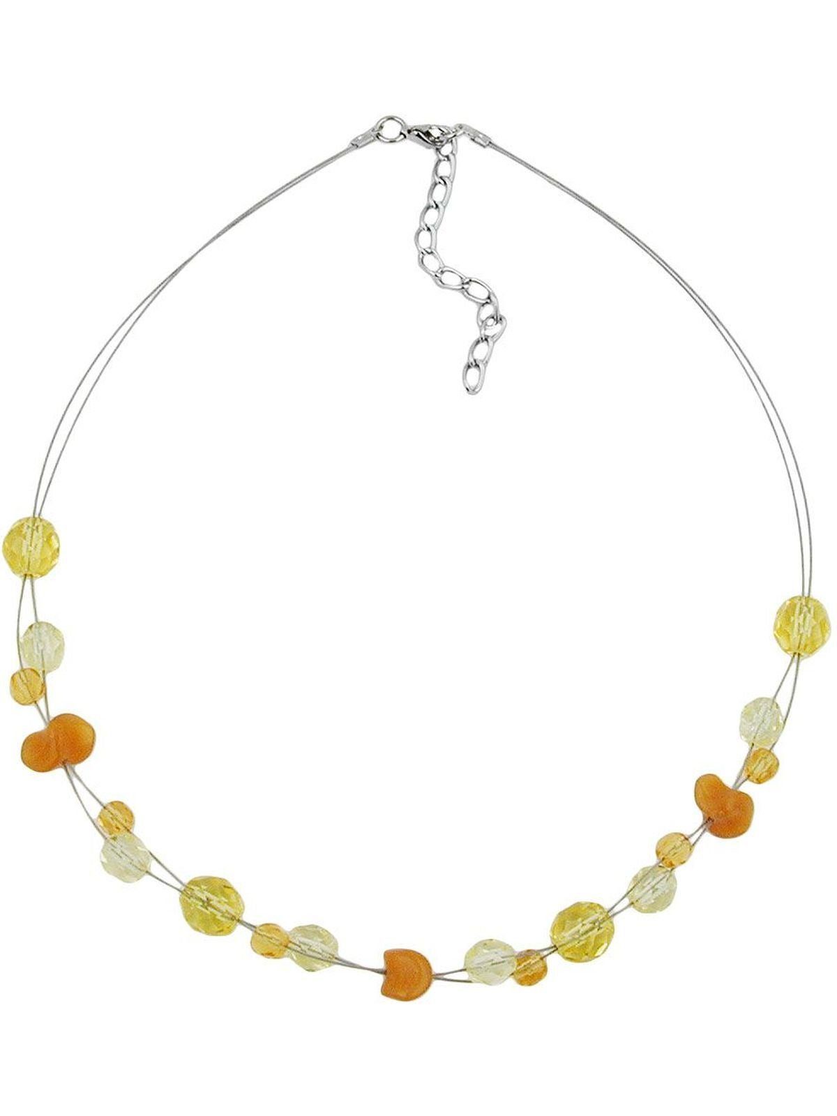 Gallay Perlenkette Drahtkette mit Glasperlen gelb-orange-transparent 44cm (1-tlg)