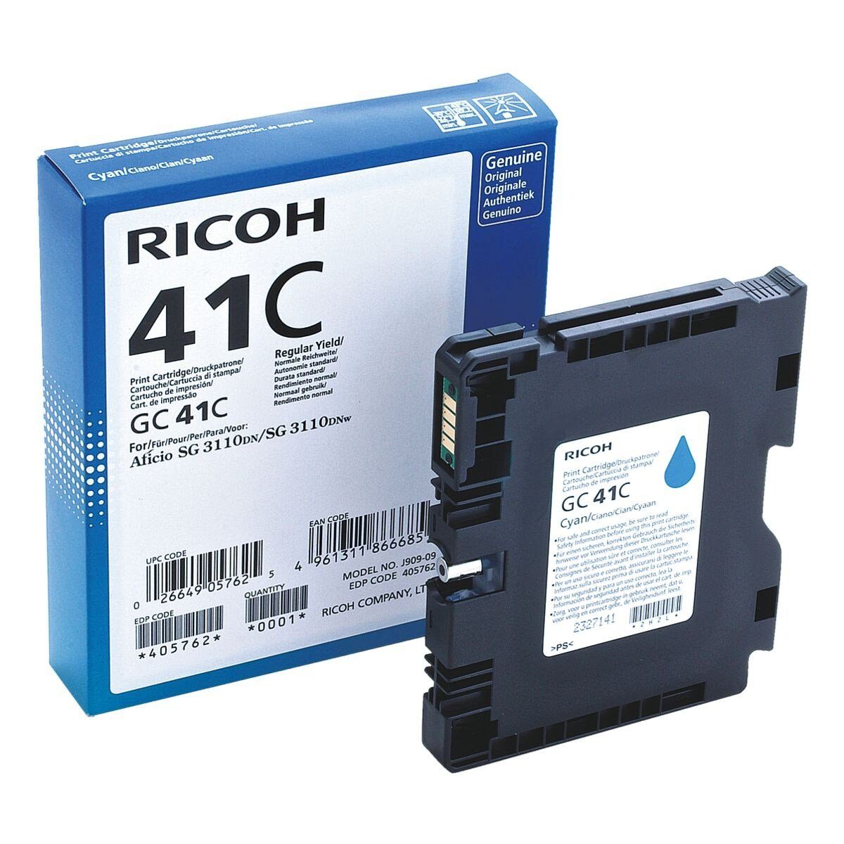 Ricoh 405762 Tintenpatrone (Original Gel-Patrone, cyan)