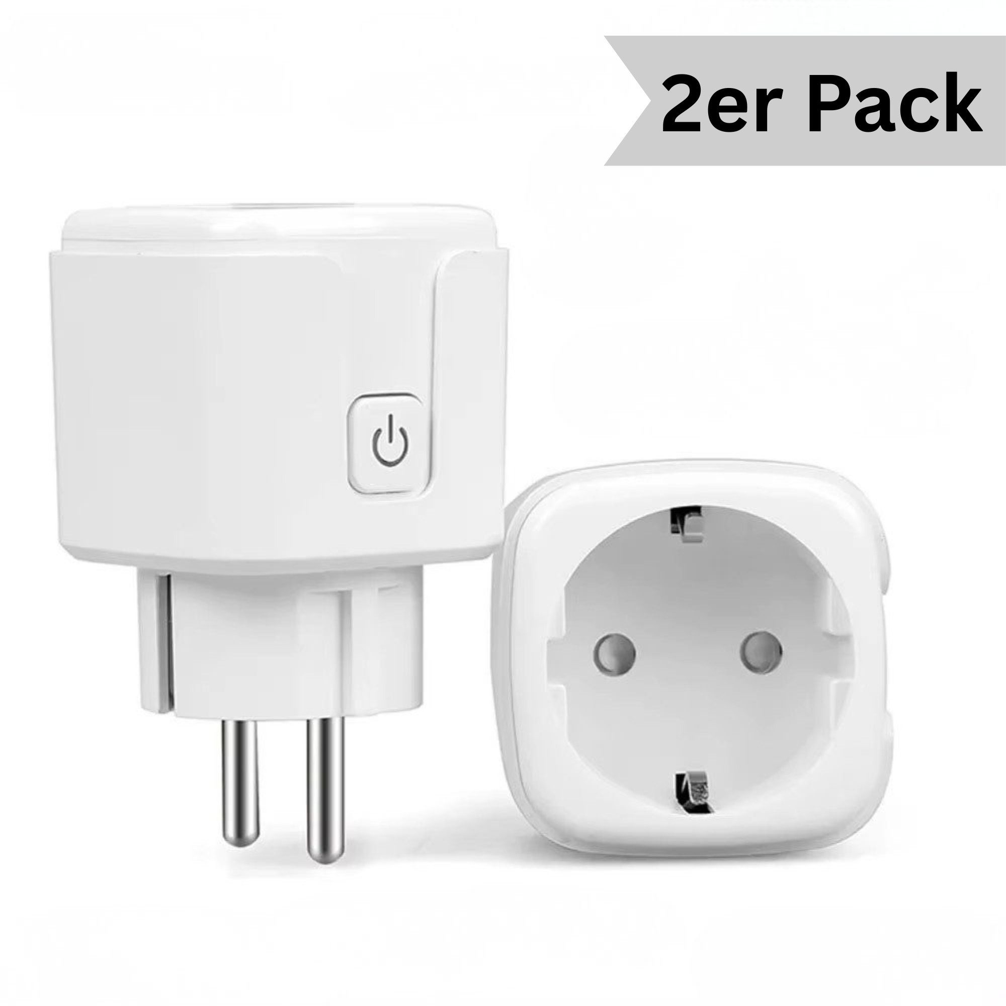 Tuya WLAN-Steckdose 2er-Pack Intelligente WLAN-Steckdose (20A) Bluetooth Dual-Mode, max. 4600 W, Hohe Netzwerksicherheit, schnelle Erstverbindung