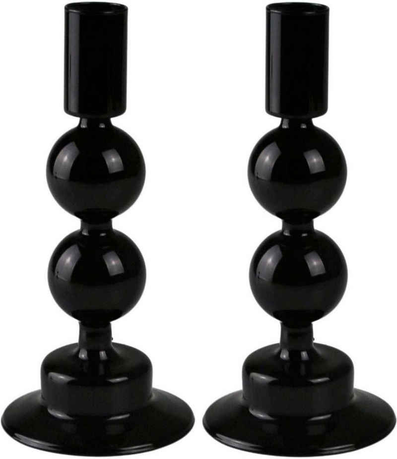 AM Design Kerzenhalter Kerzenständer mit kunstvollen Ausbuchtungen (Set, 2 St), aus Glas, Höhe ca. 16,50 cm, Dekoobjekt