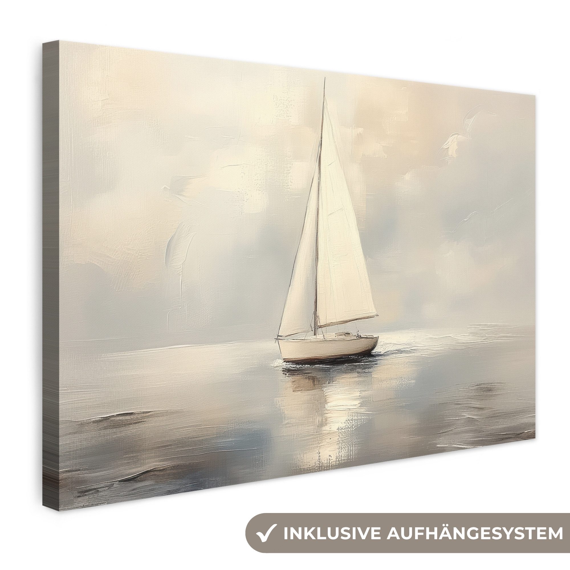 OneMillionCanvasses® Leinwandbild Segelschiff - Meer - Bewölkt, Fotodruck (1 St), Leinwand Bilder Klein, Wand Dekoration Aesthetic 30x20 cm