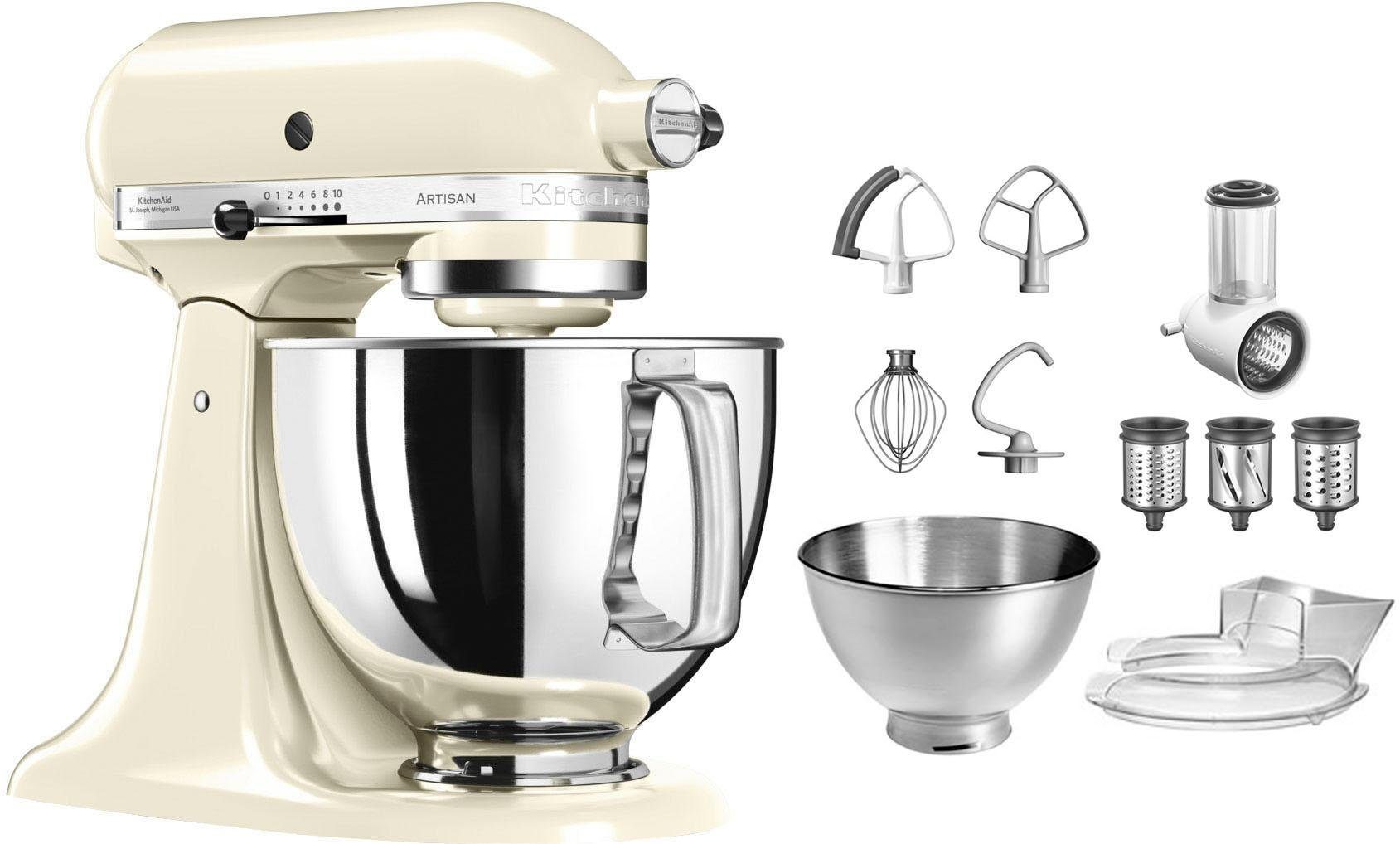 KitchenAid Küchenmaschine 5KSM175PSEAC+5KSMVSA ALMOND CREAM, 300 W, 4,8 l  Schüssel, mit Gratis Gemüseschneider