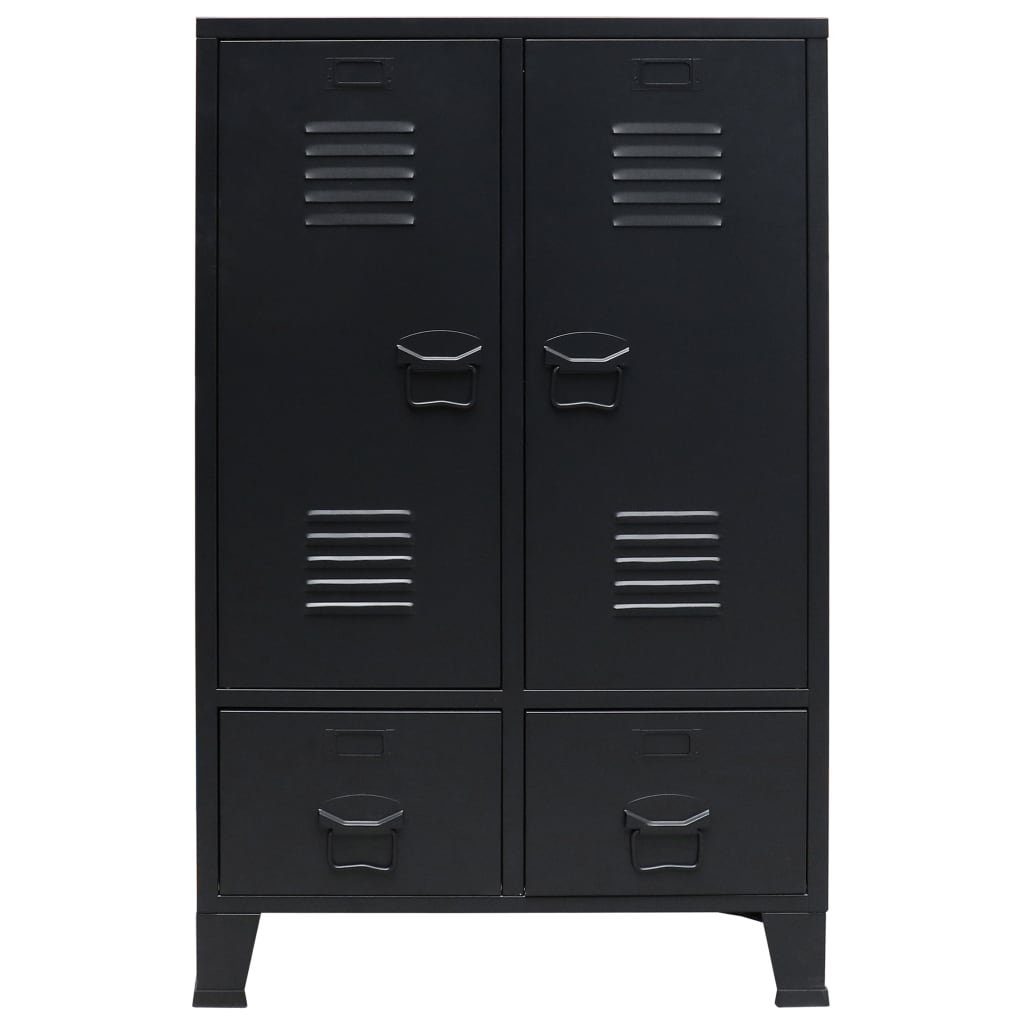vidaXL Spind NA Kleiderschrank Spind Metall Industrie-Stil 67x35x107 cm Schwarz